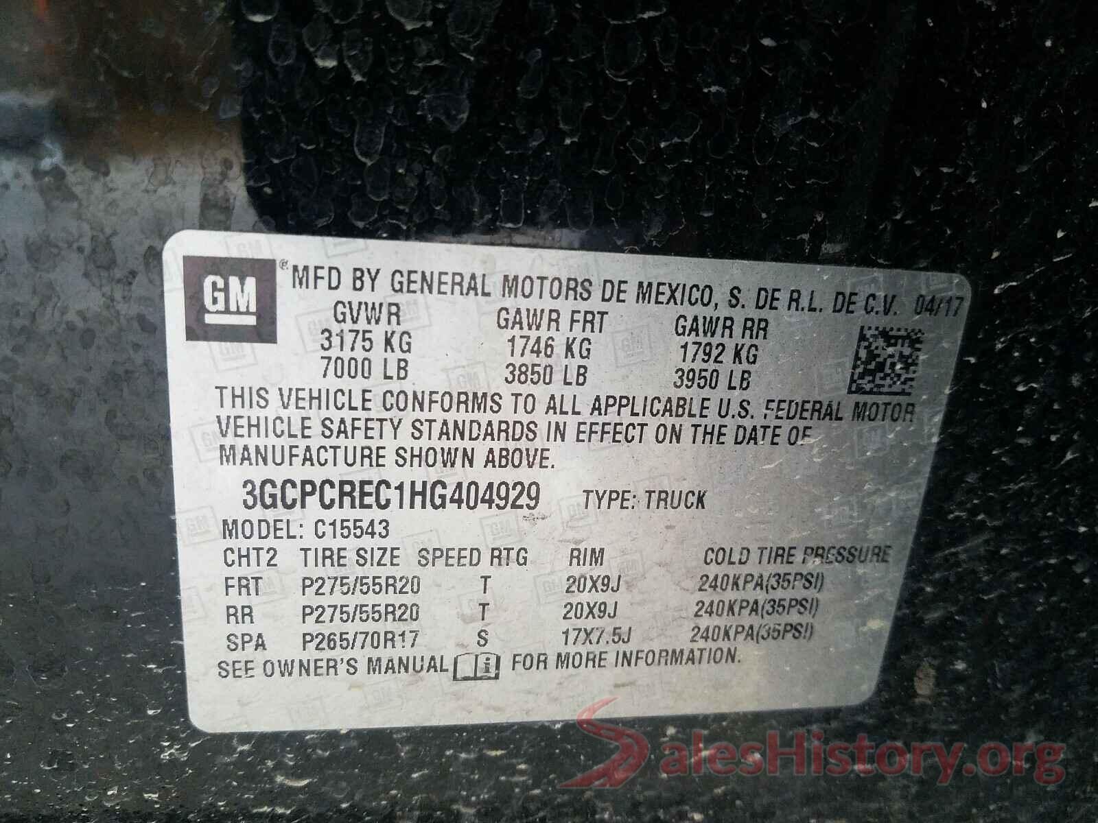 3GCPCREC1HG404929 2017 CHEVROLET SILVERADO