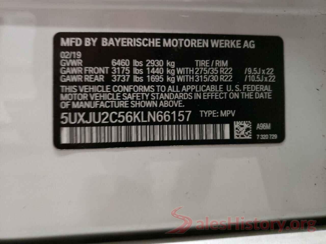 5UXJU2C56KLN66157 2019 BMW X5