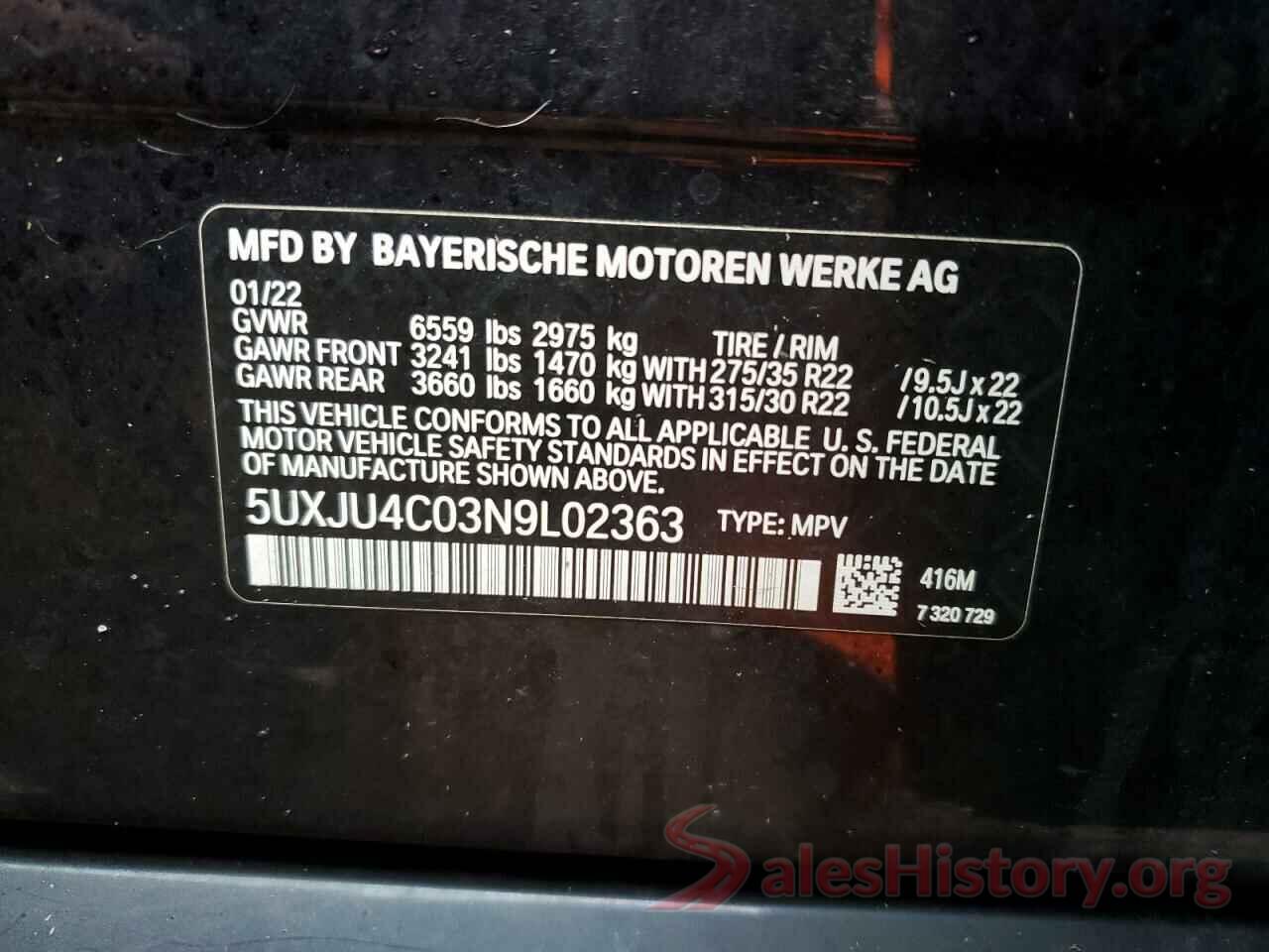 5UXJU4C03N9L02363 2022 BMW X5