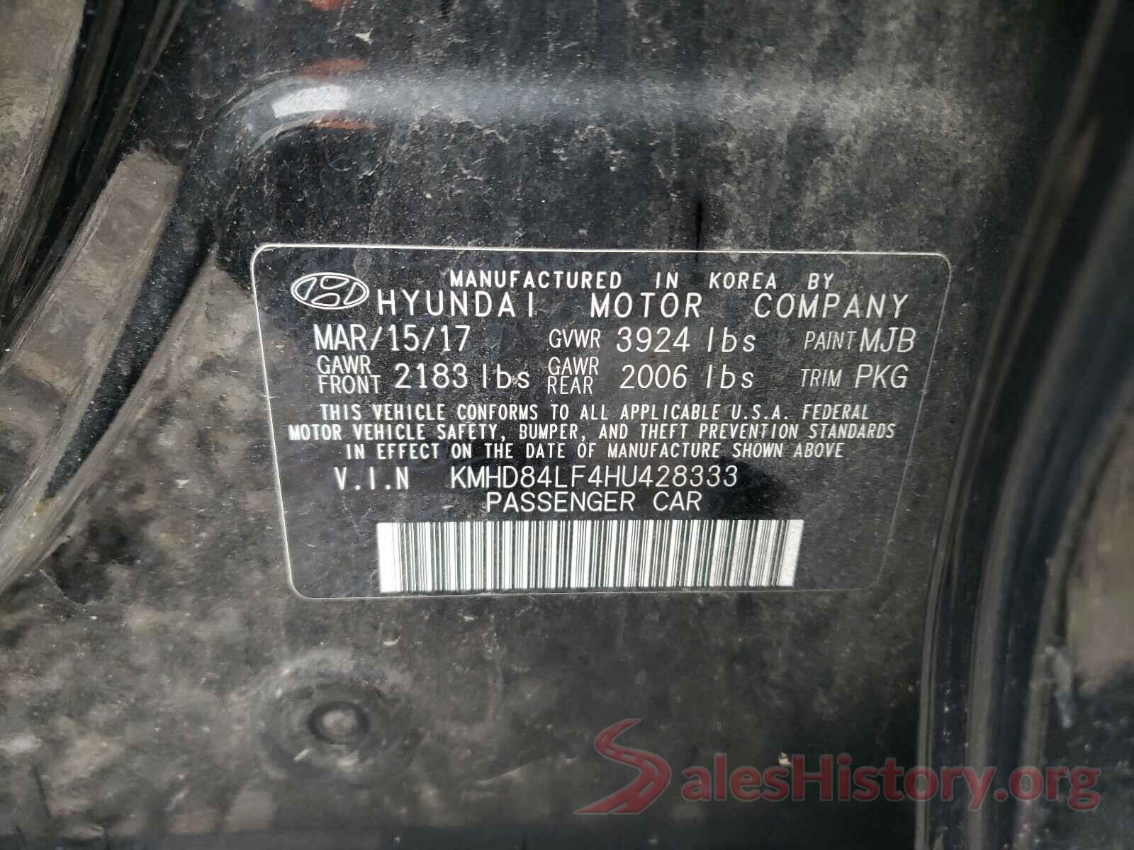 KMHD84LF4HU428333 2017 HYUNDAI ELANTRA