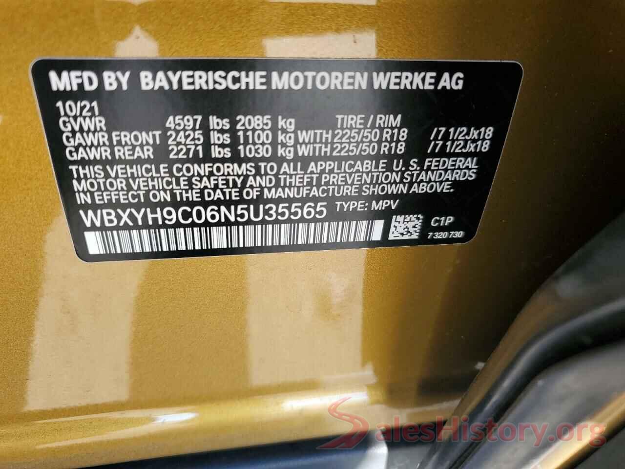 WBXYH9C06N5U35565 2022 BMW X2