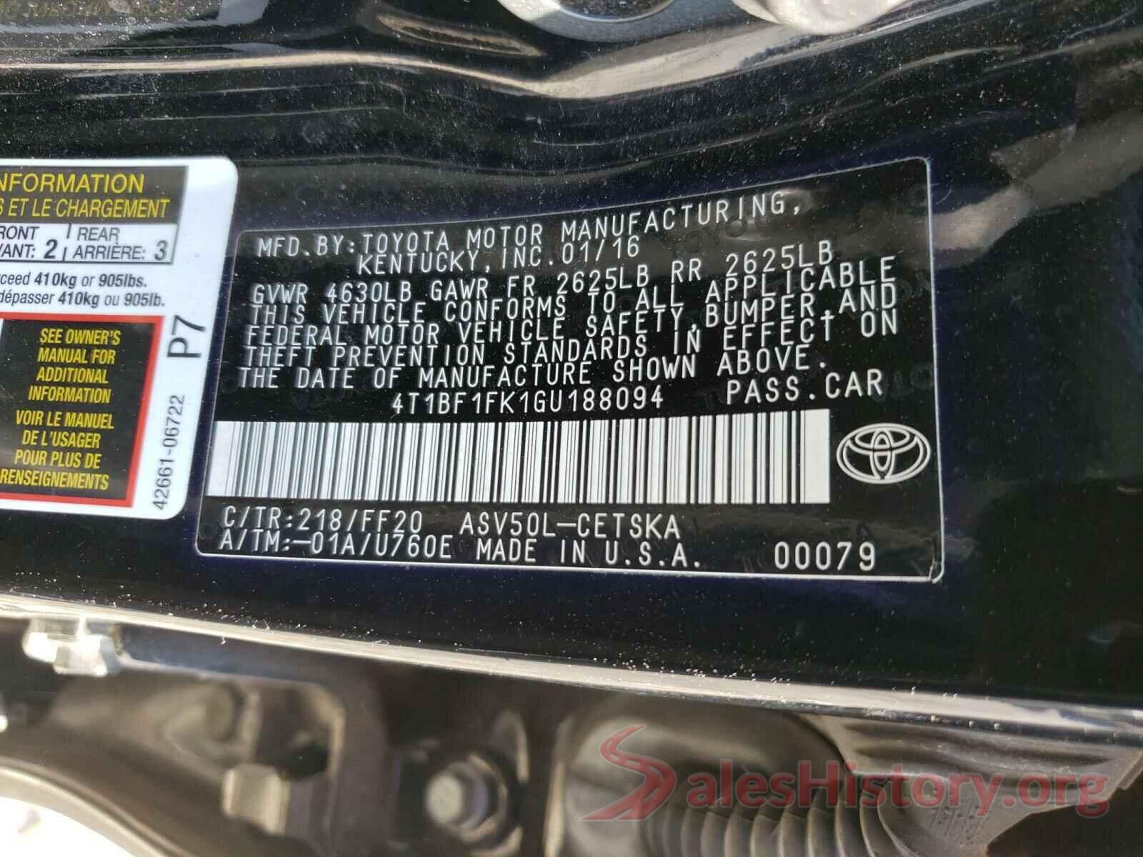 4T1BF1FK1GU188094 2016 TOYOTA CAMRY