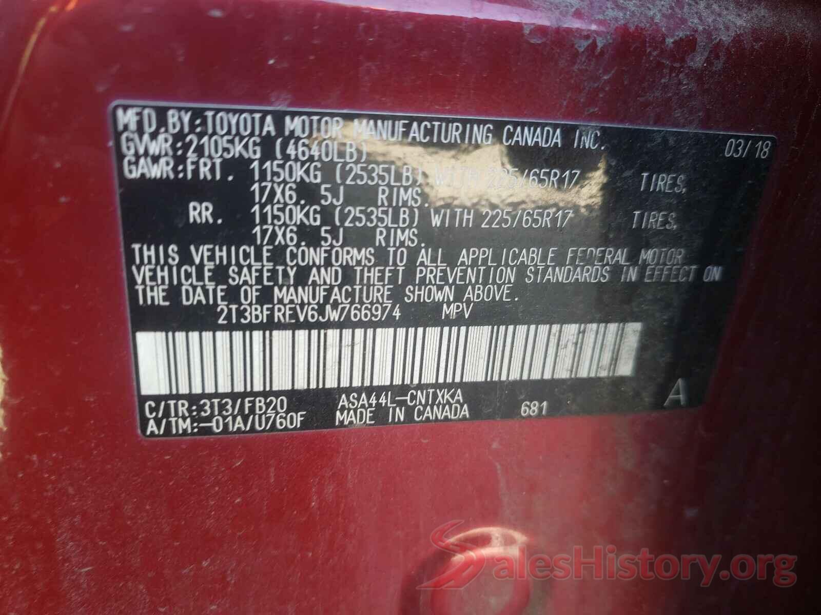 2T3BFREV6JW766974 2018 TOYOTA RAV4