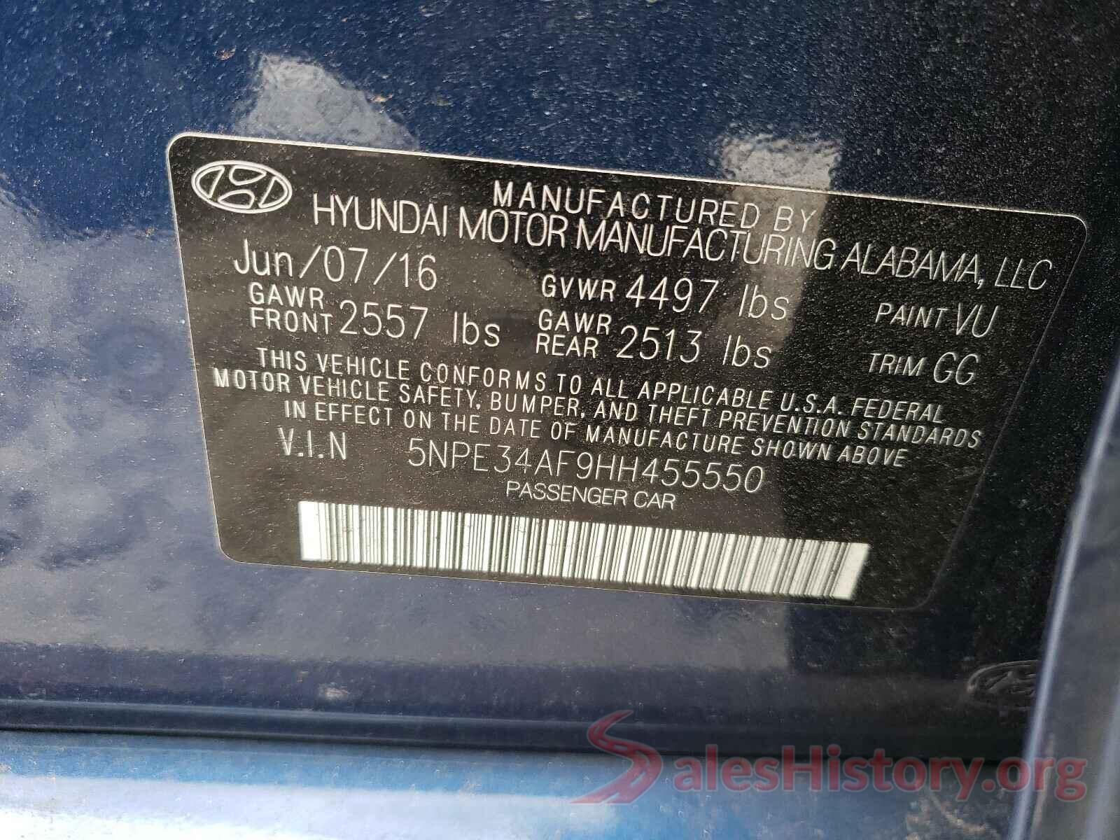 5NPE34AF9HH455550 2017 HYUNDAI SONATA