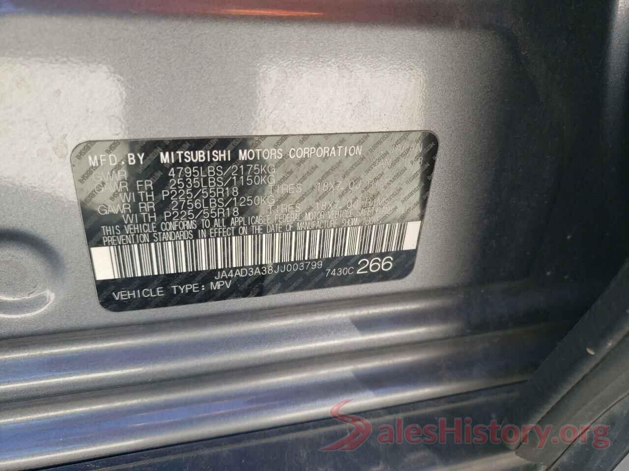 JA4AD3A38JJ003799 2018 MITSUBISHI OUTLANDER