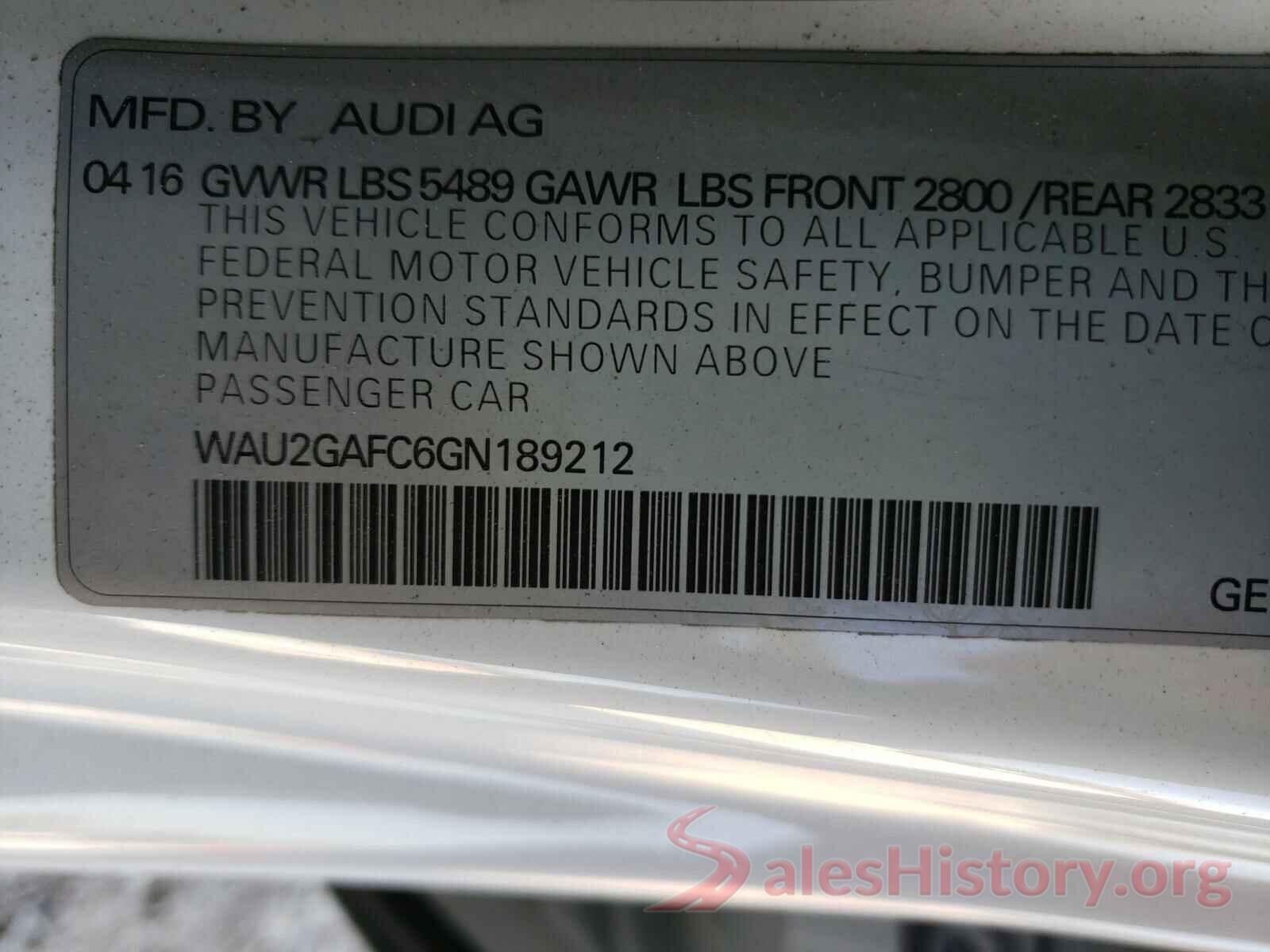 WAU2GAFC6GN189212 2016 AUDI A7