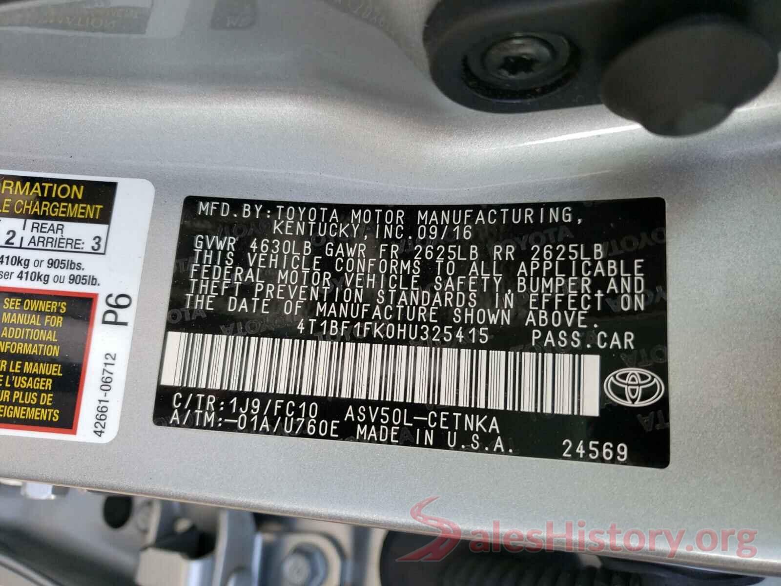 4T1BF1FK0HU325415 2017 TOYOTA CAMRY