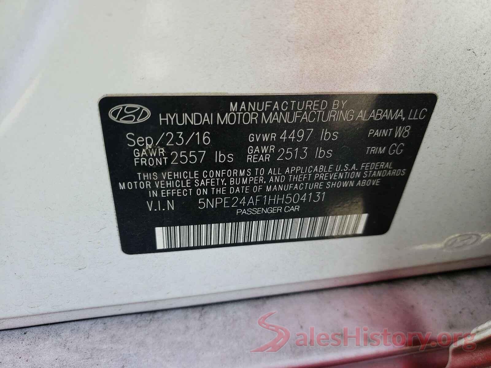 5NPE24AF1HH504131 2017 HYUNDAI SONATA