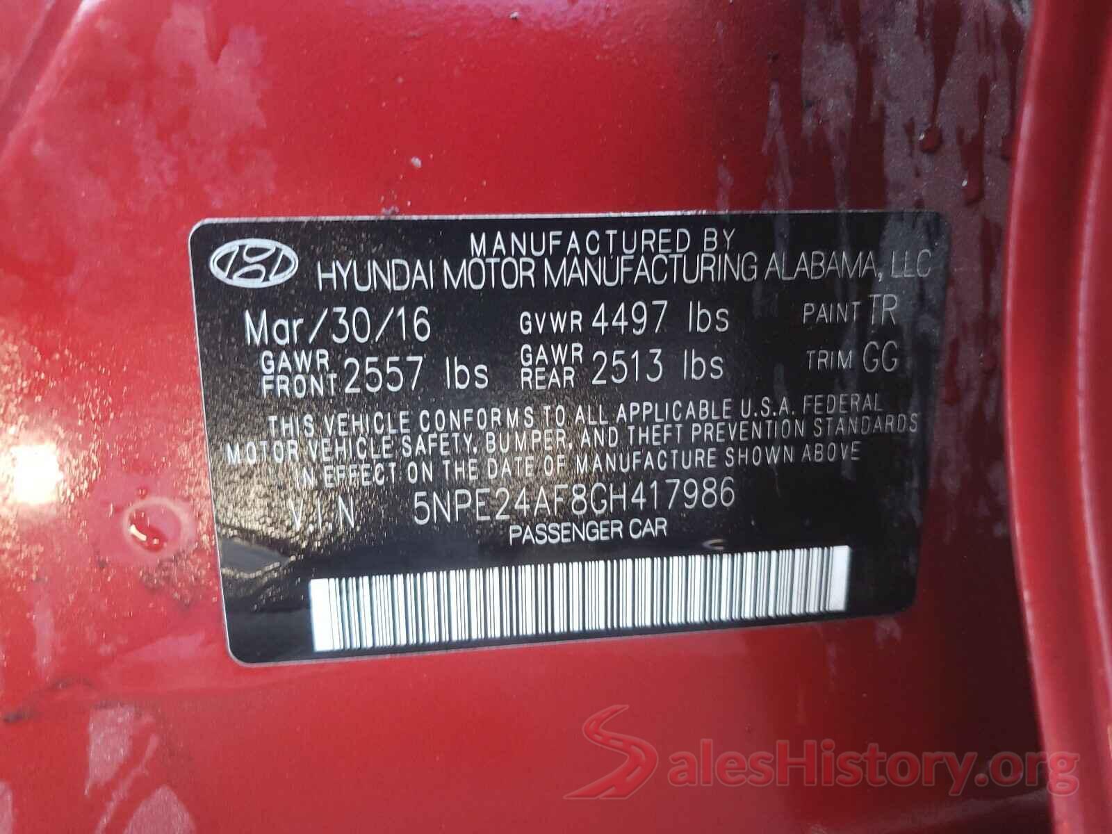 5NPE24AF8GH417986 2016 HYUNDAI SONATA