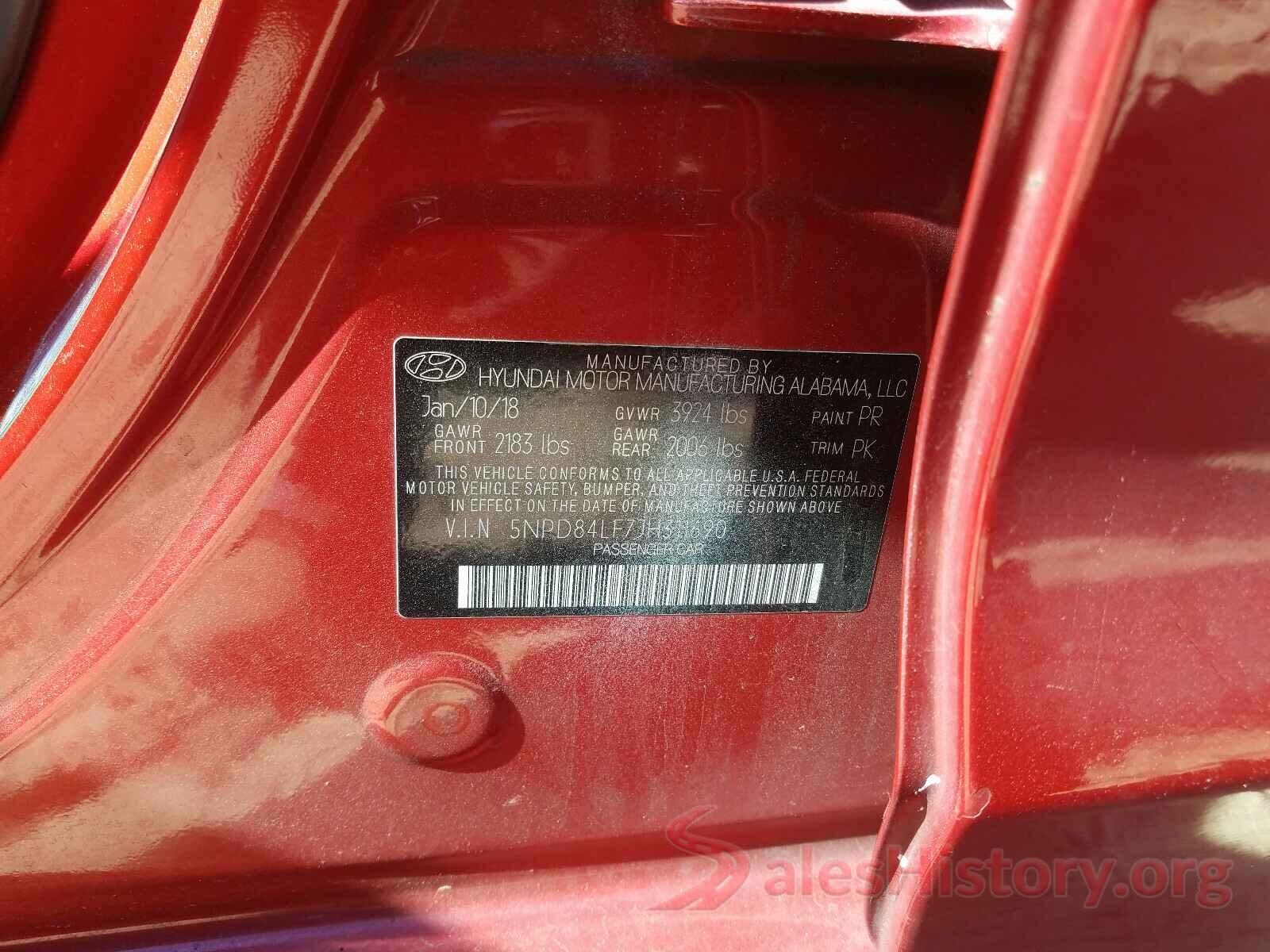 5NPD84LF7JH311690 2018 HYUNDAI ELANTRA