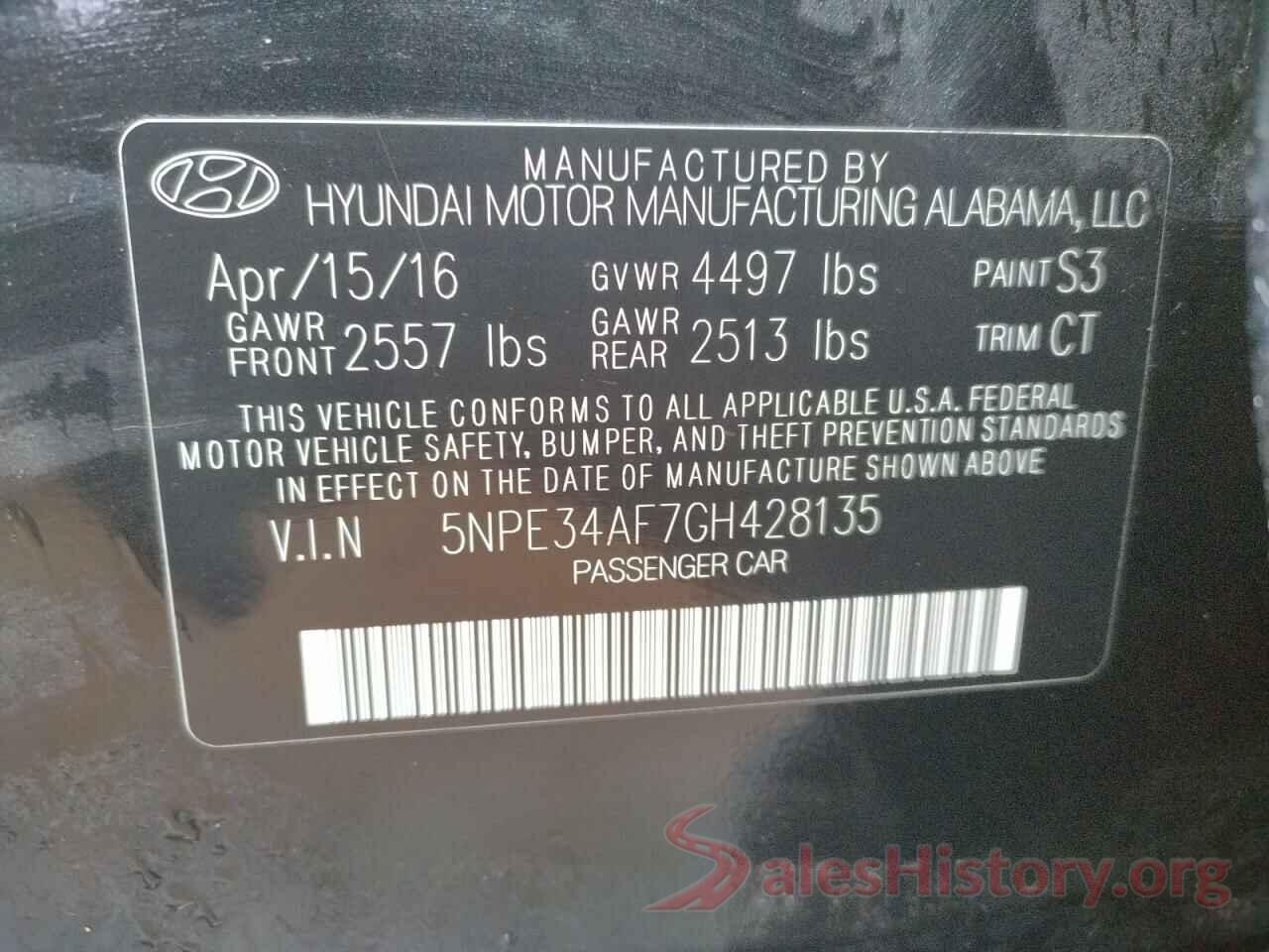 5NPE34AF7GH428135 2016 HYUNDAI SONATA