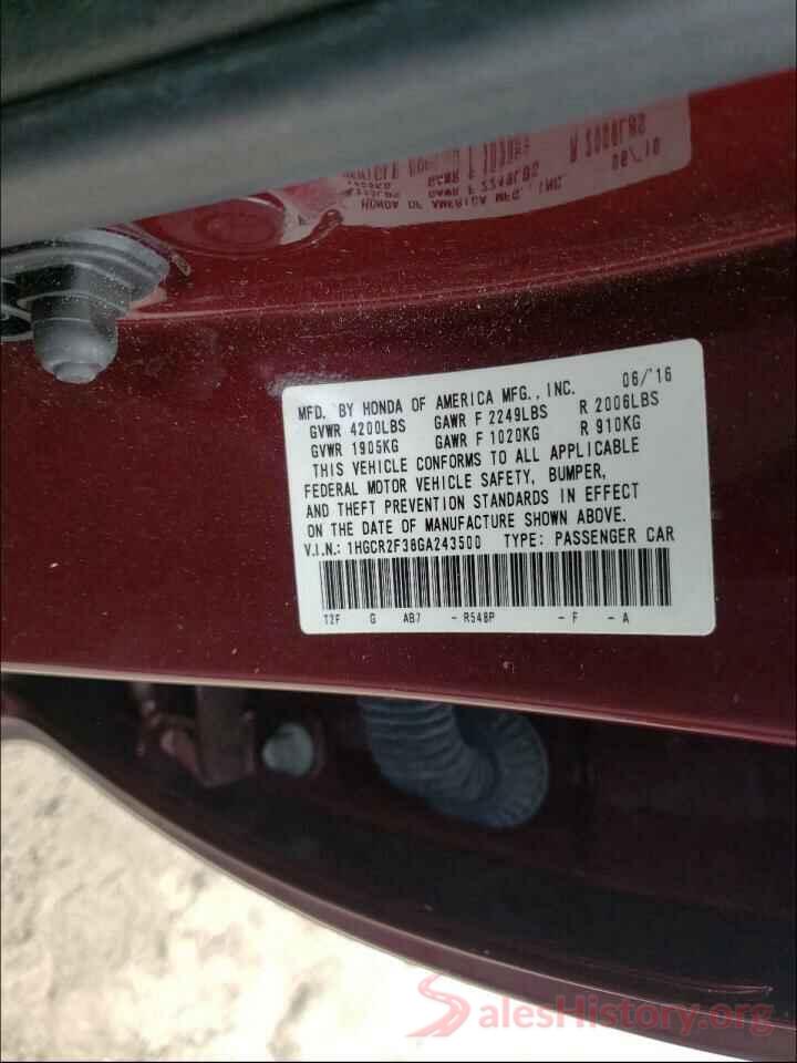 1HGCR2F38GA243500 2016 HONDA ACCORD