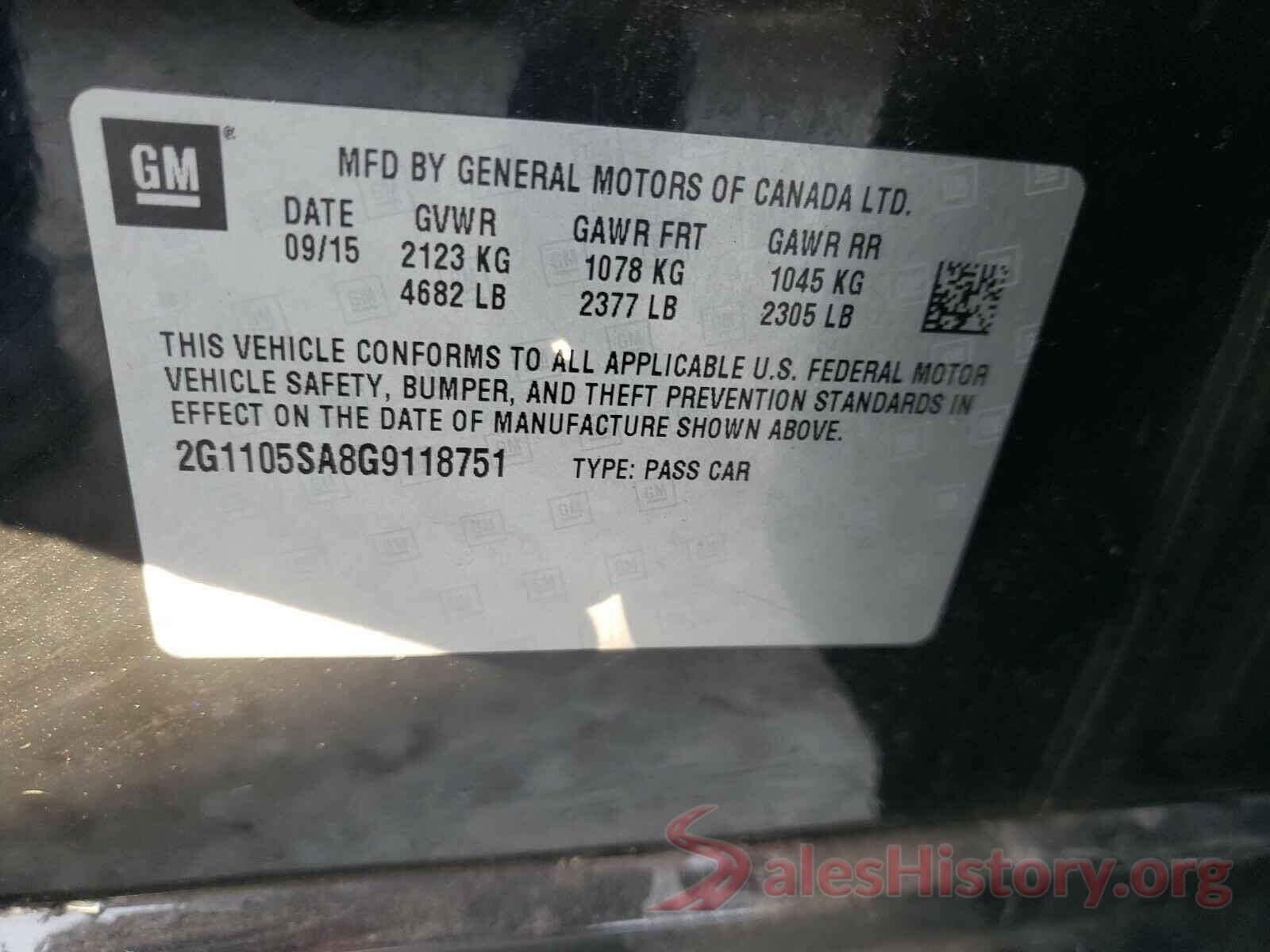 2G1105SA8G9118751 2016 CHEVROLET IMPALA