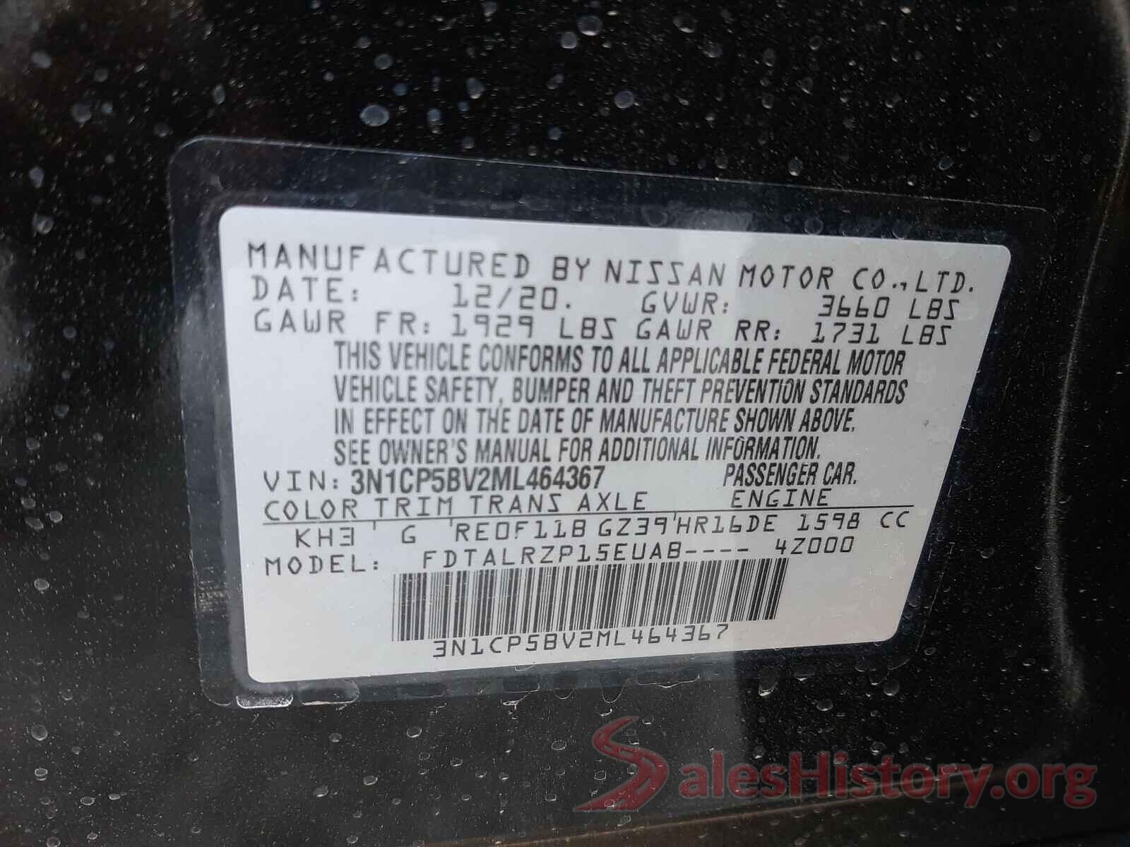 3N1CP5BV2ML464367 2021 NISSAN KICKS