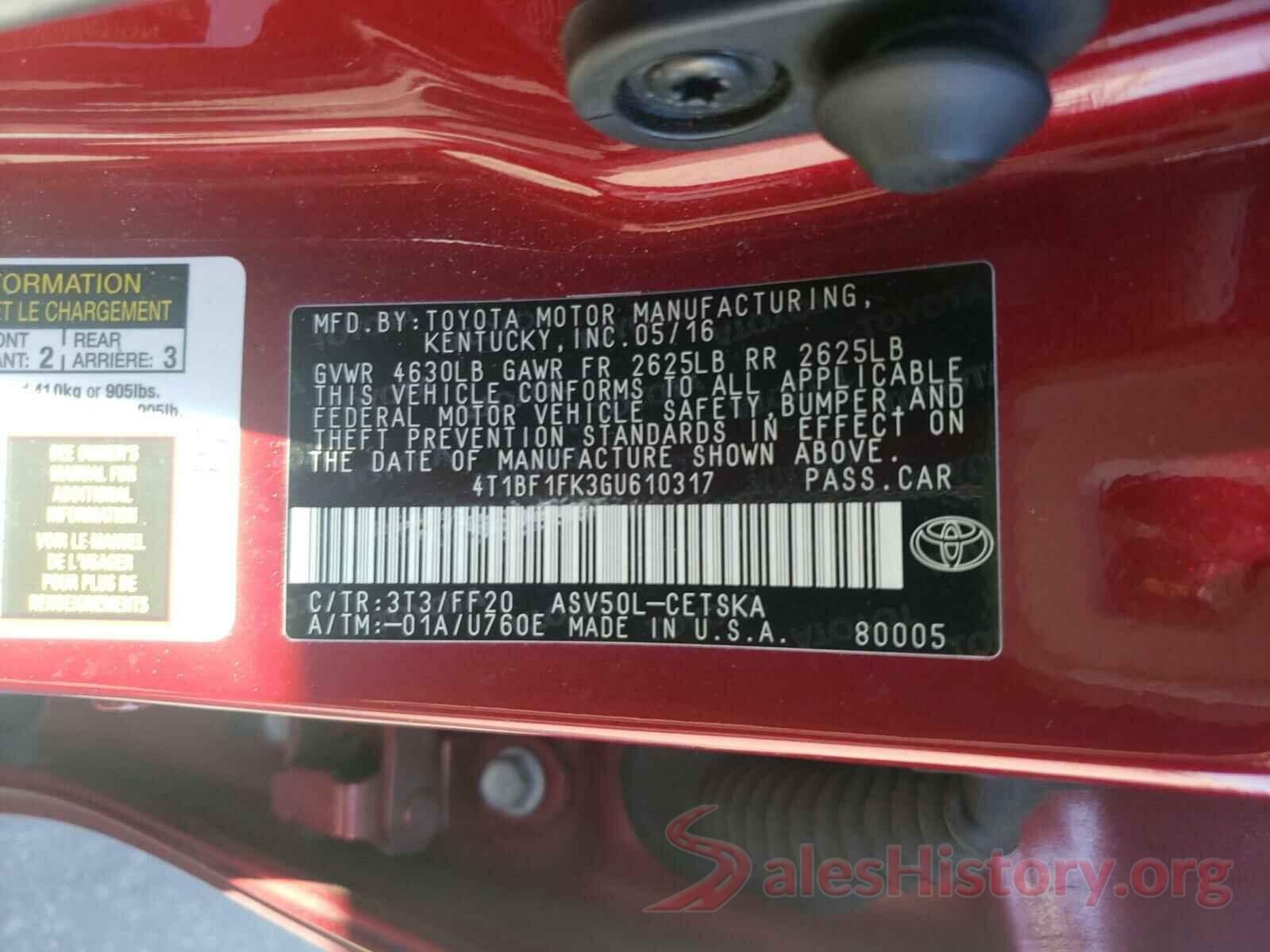 4T1BF1FK3GU610317 2016 TOYOTA CAMRY