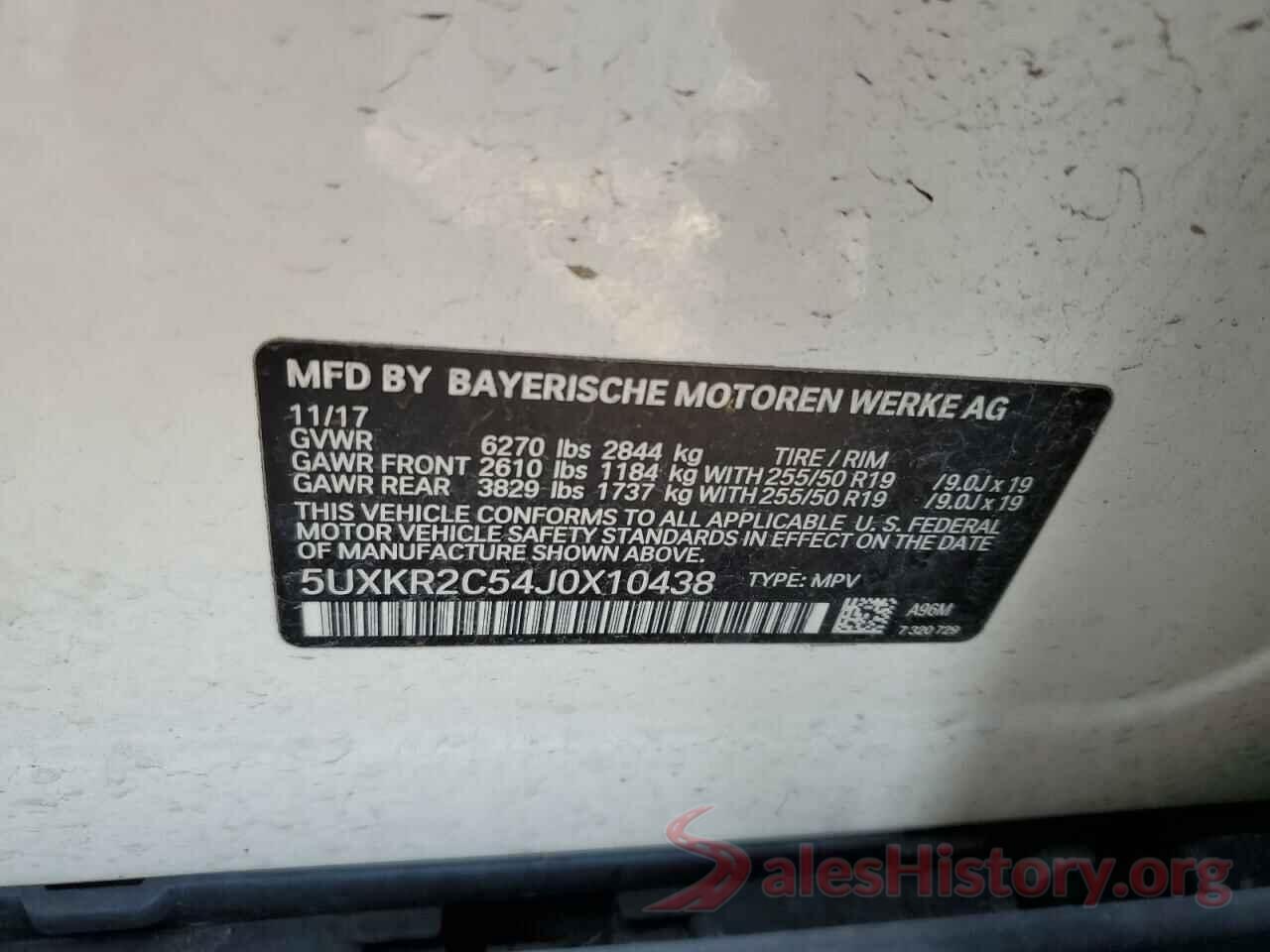 5UXKR2C54J0X10438 2018 BMW X5