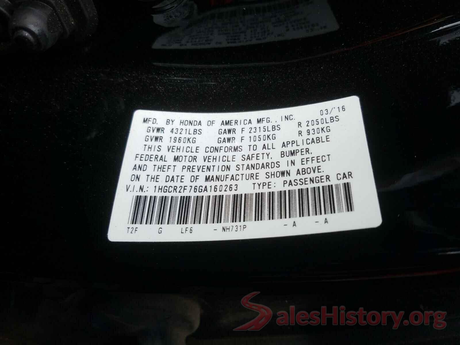 1HGCR2F76GA160263 2016 HONDA ACCORD