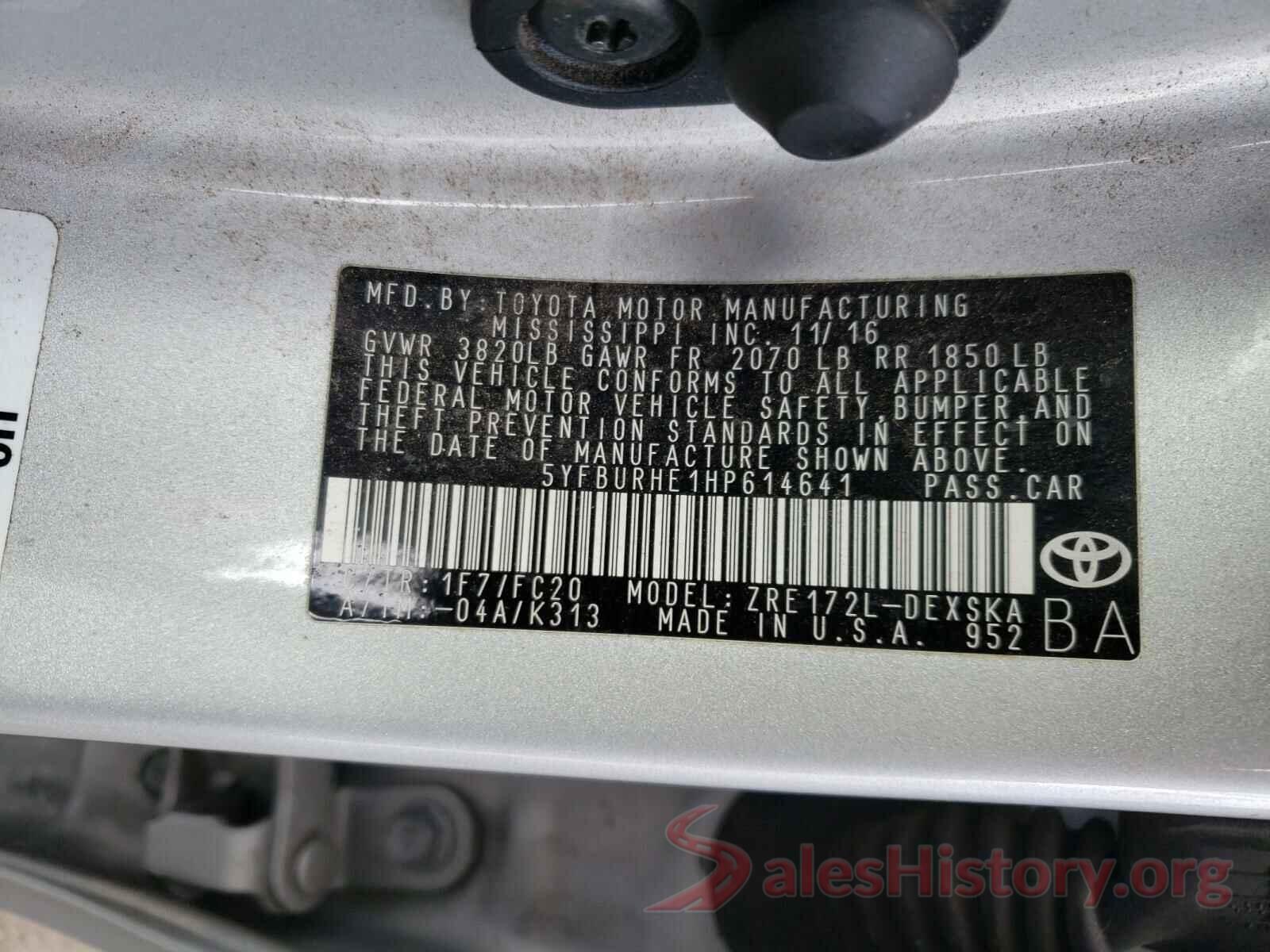 5YFBURHE1HP614641 2017 TOYOTA COROLLA