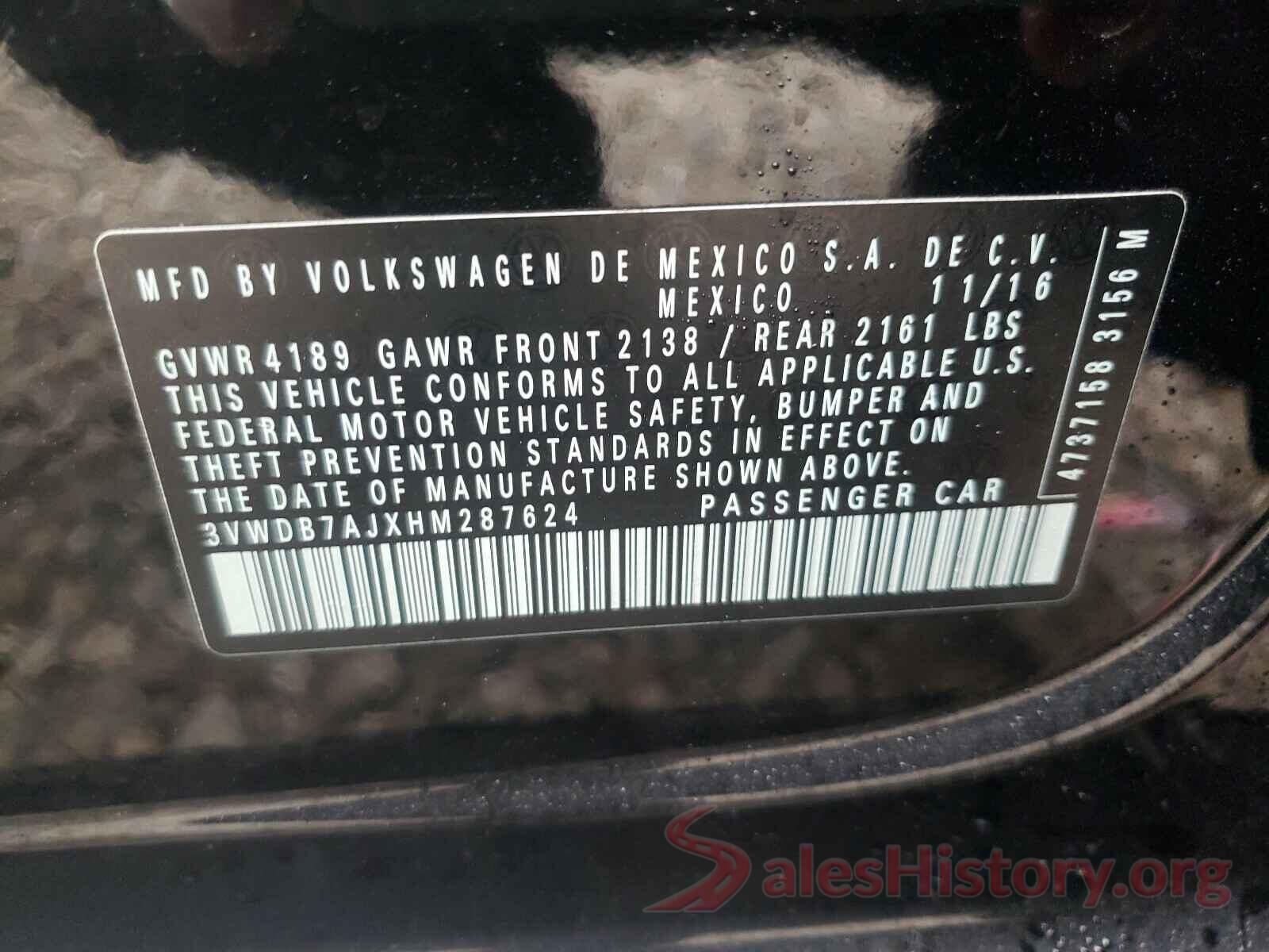 3VWDB7AJXHM287624 2017 VOLKSWAGEN JETTA