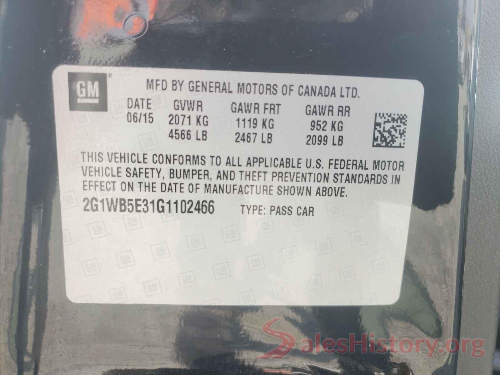 2G1WB5E31G1102466 2016 CHEVROLET IMPALA