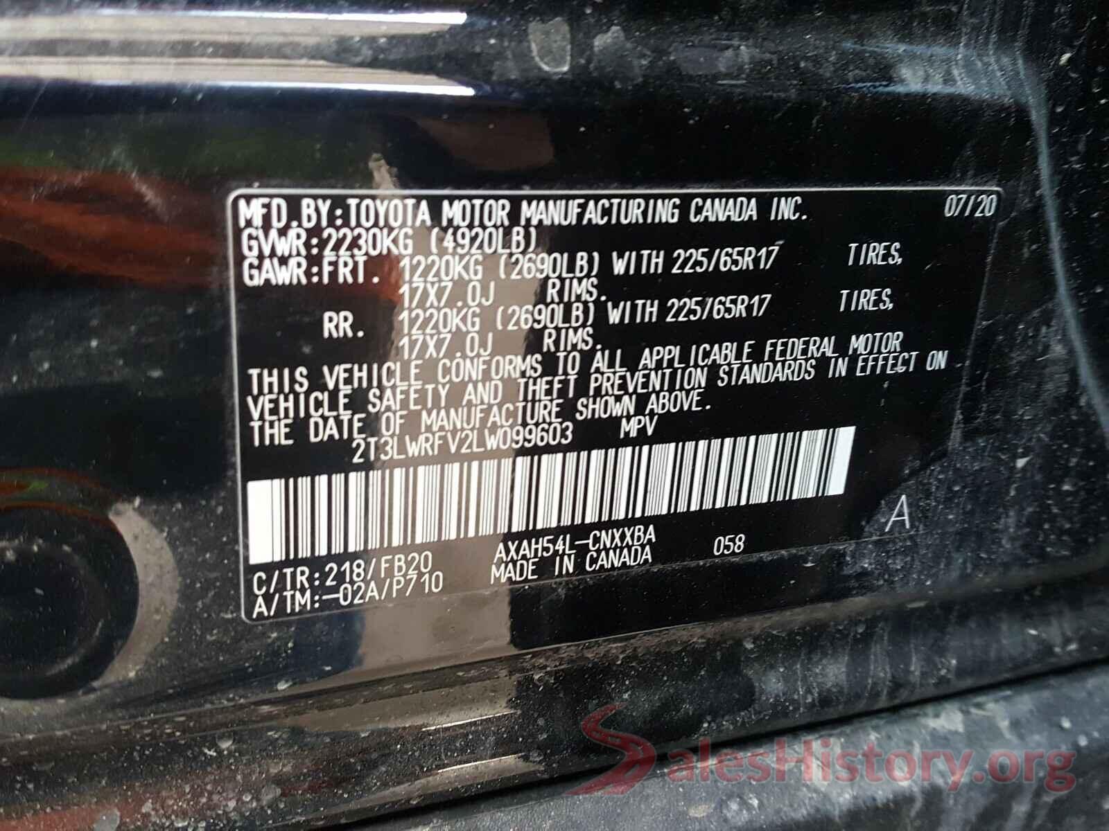 2T3LWRFV2LW099603 2020 TOYOTA RAV4