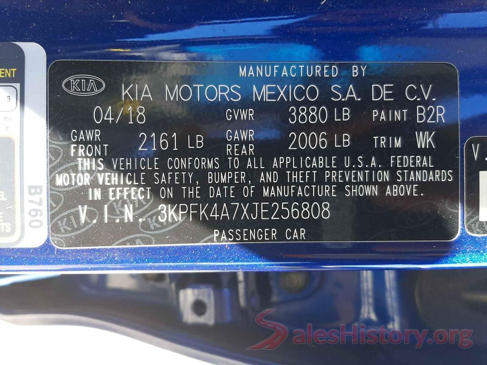 3KPFK4A7XJE256808 2018 KIA FORTE