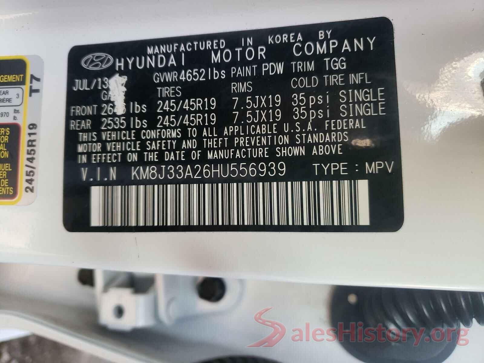 KM8J33A26HU556939 2017 HYUNDAI TUCSON