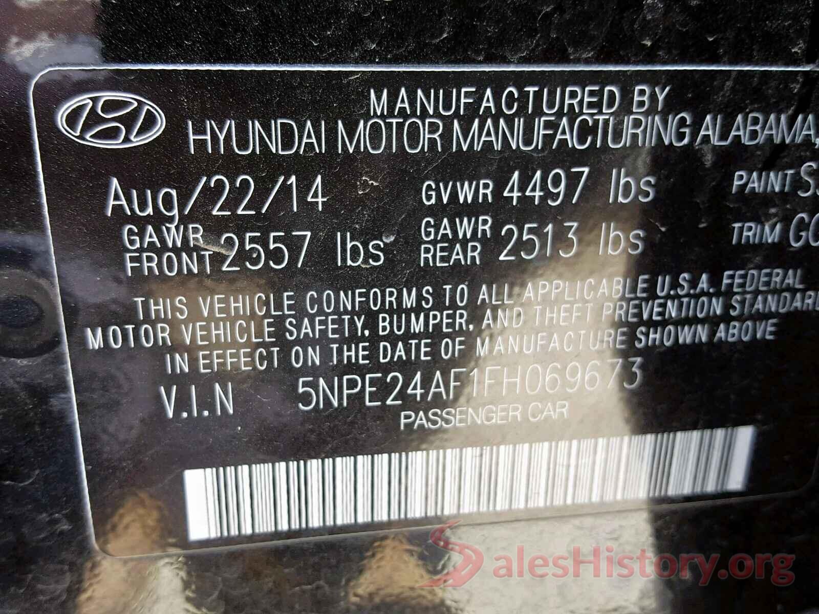 5NPE24AF1FH069673 2015 HYUNDAI SONATA