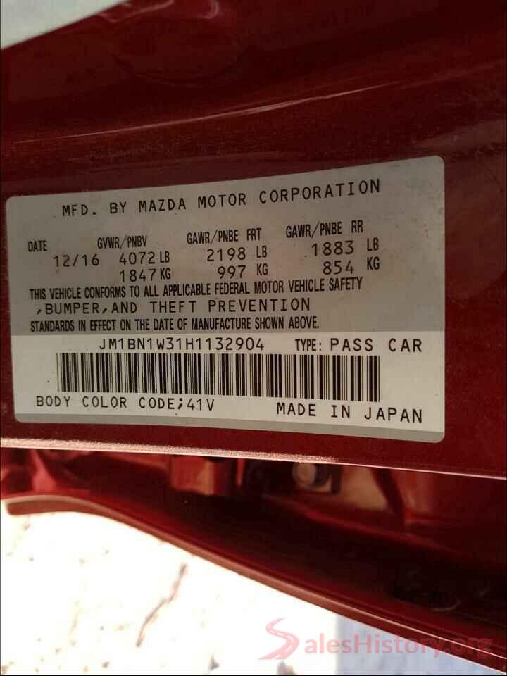 JM1BN1W31H1132904 2017 MAZDA 3