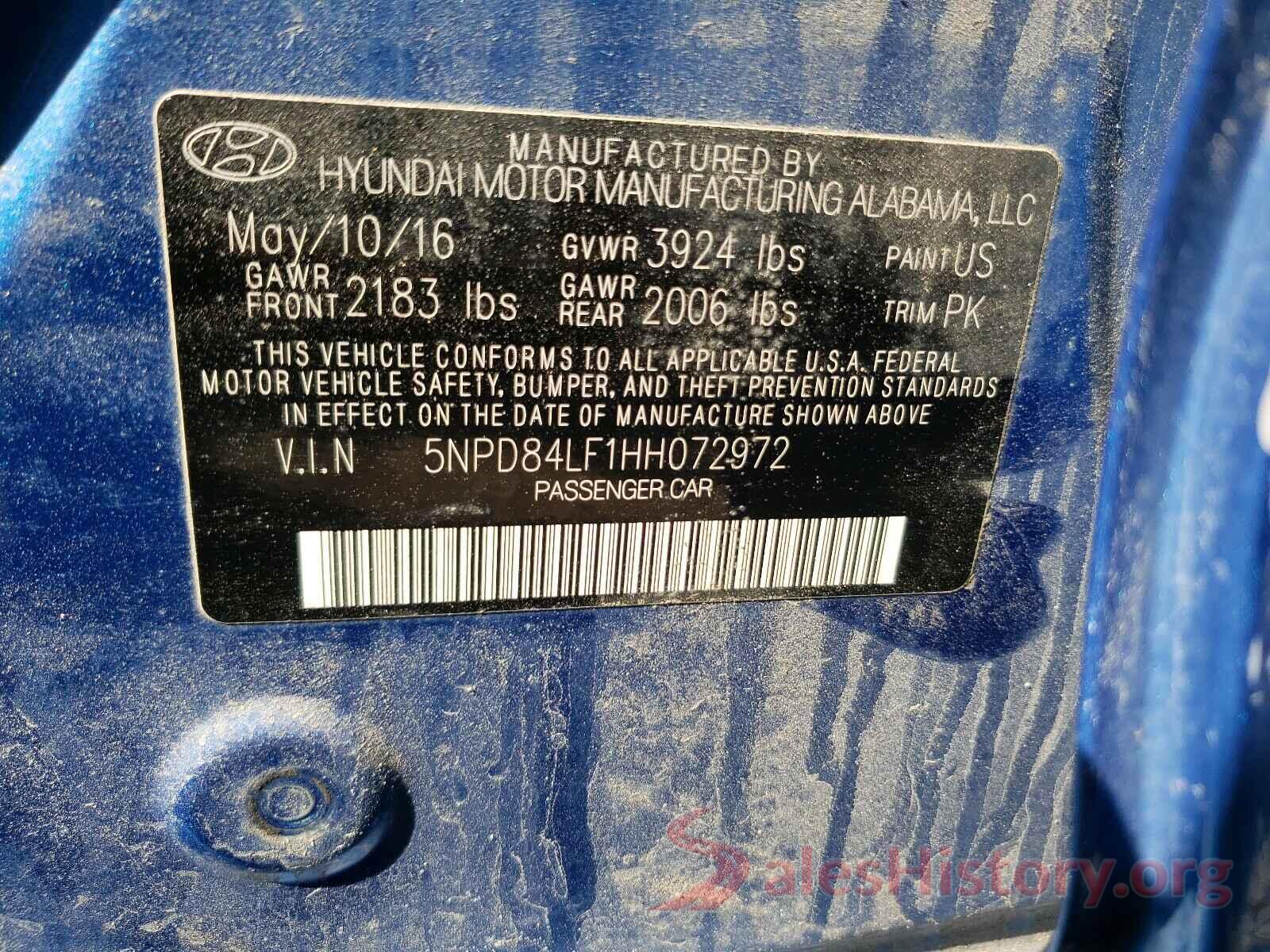 5NPD84LF1HH072972 2017 HYUNDAI ELANTRA