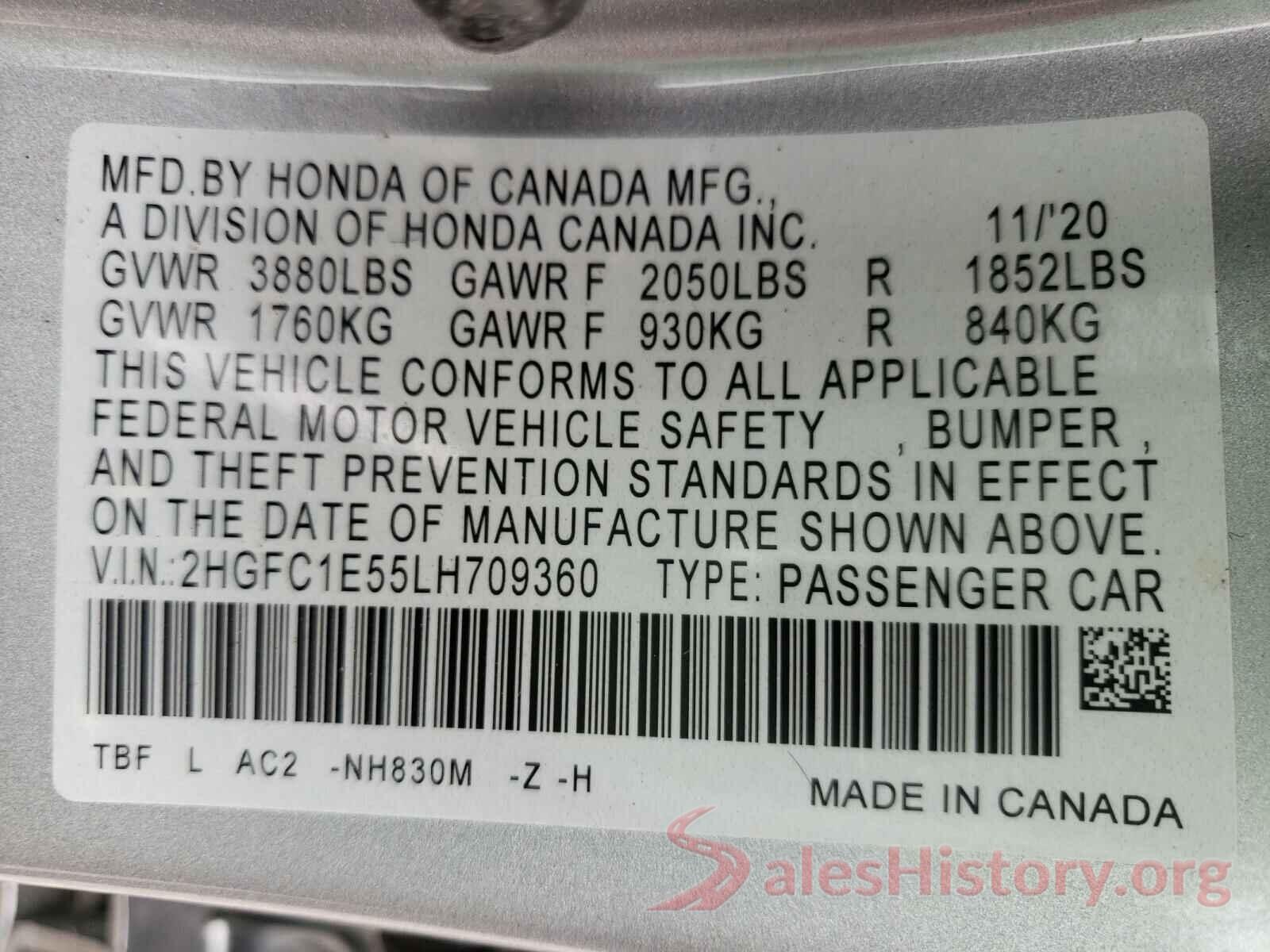 2HGFC1E55LH709360 2021 HONDA CIVIC