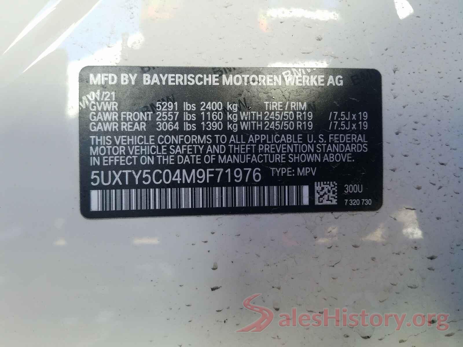 5UXTY5C04M9F71976 2021 BMW X3