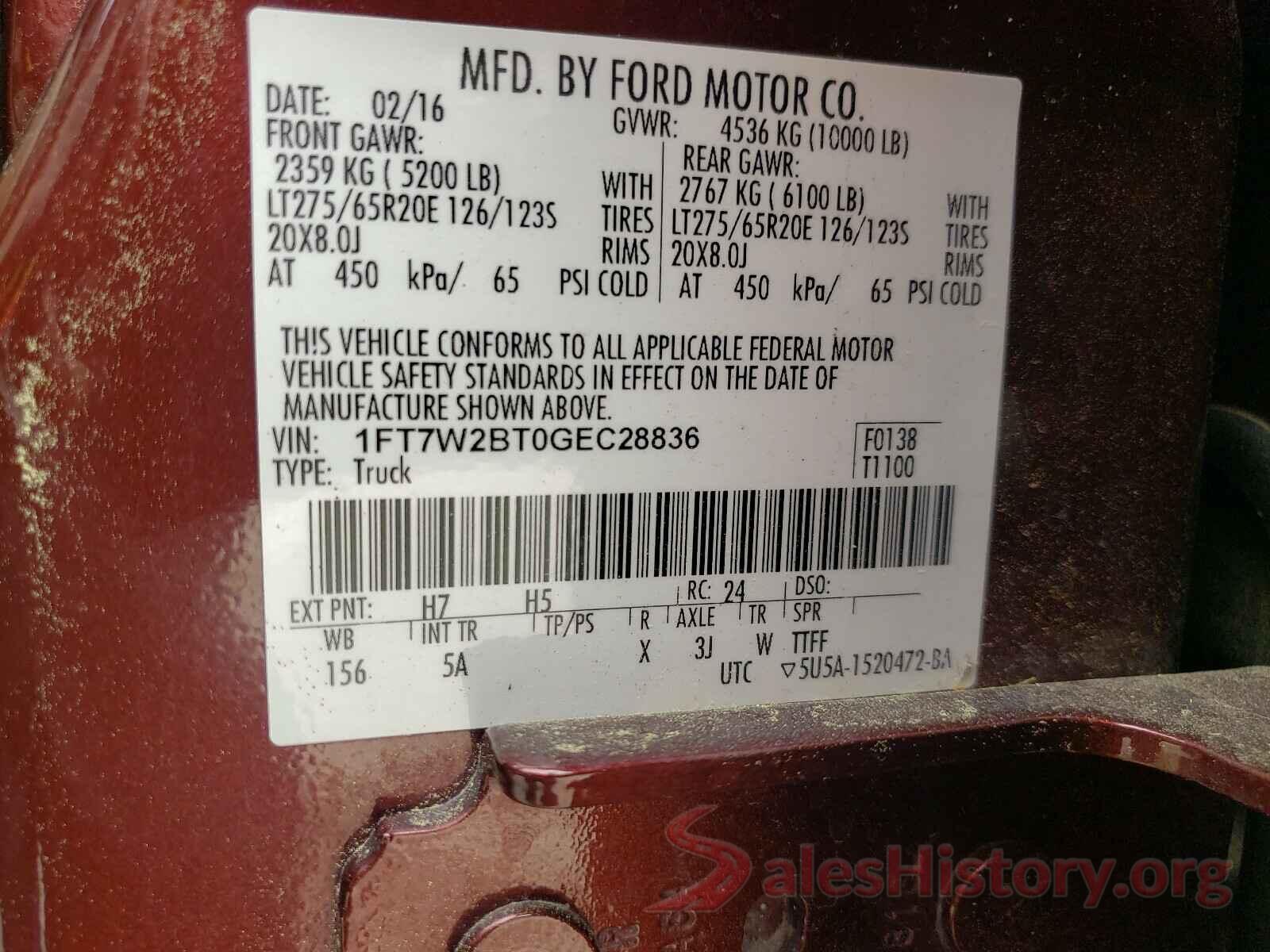 1FT7W2BT0GEC28836 2016 FORD F250