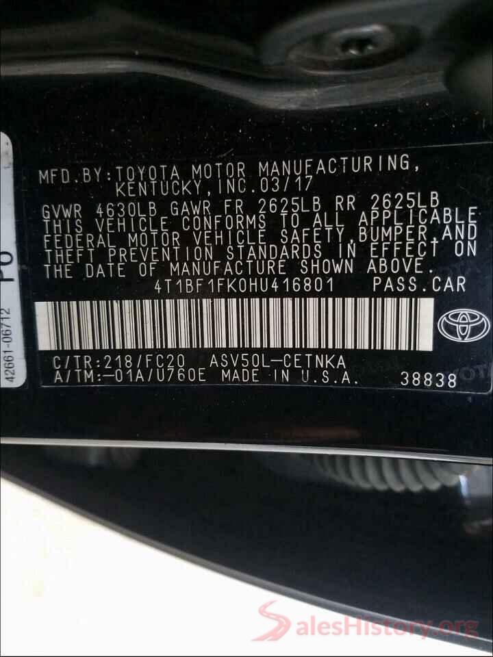 4T1BF1FK0HU416801 2017 TOYOTA CAMRY