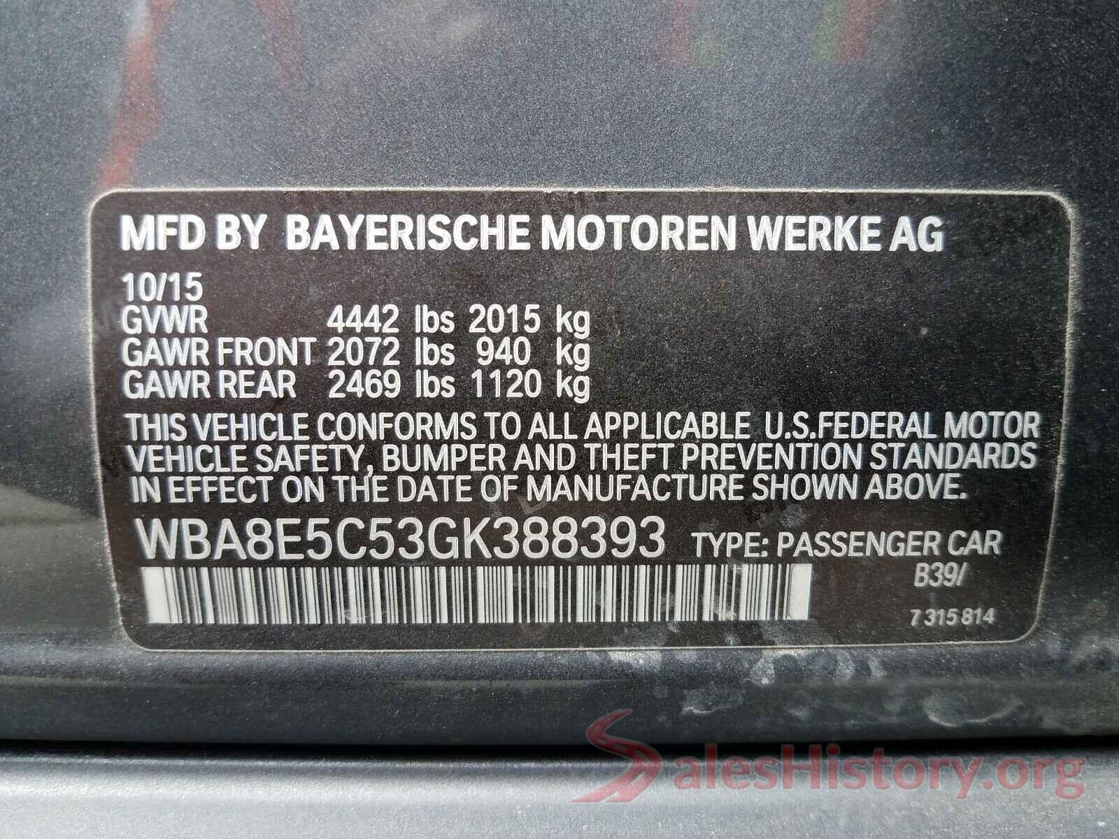 WBA8E5C53GK388393 2016 BMW 3 SERIES