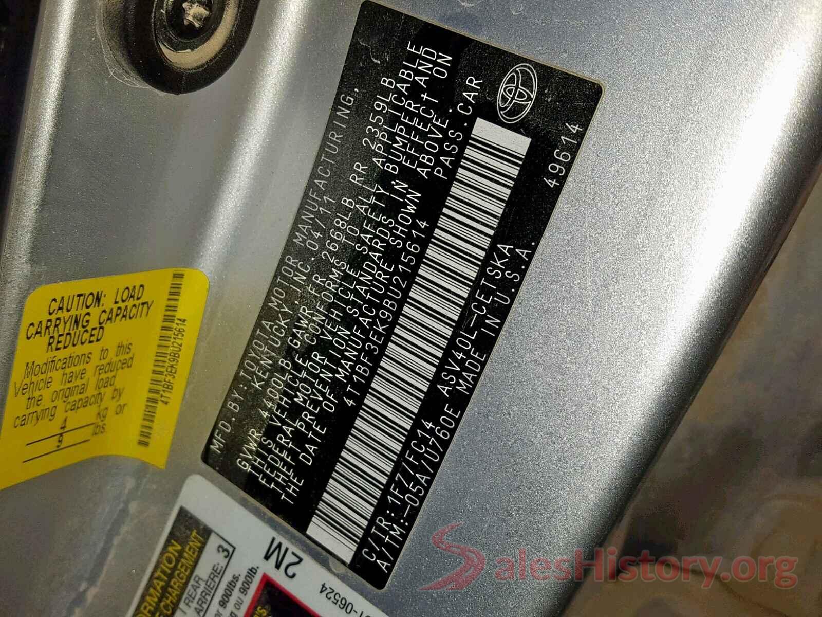 4T1BF3EK9BU215614 2011 TOYOTA CAMRY BASE