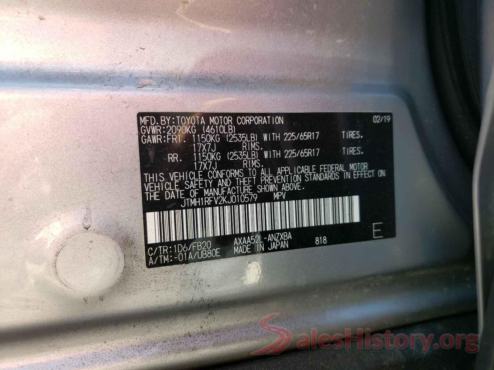 JTMH1RFV2KJ010579 2019 TOYOTA RAV4