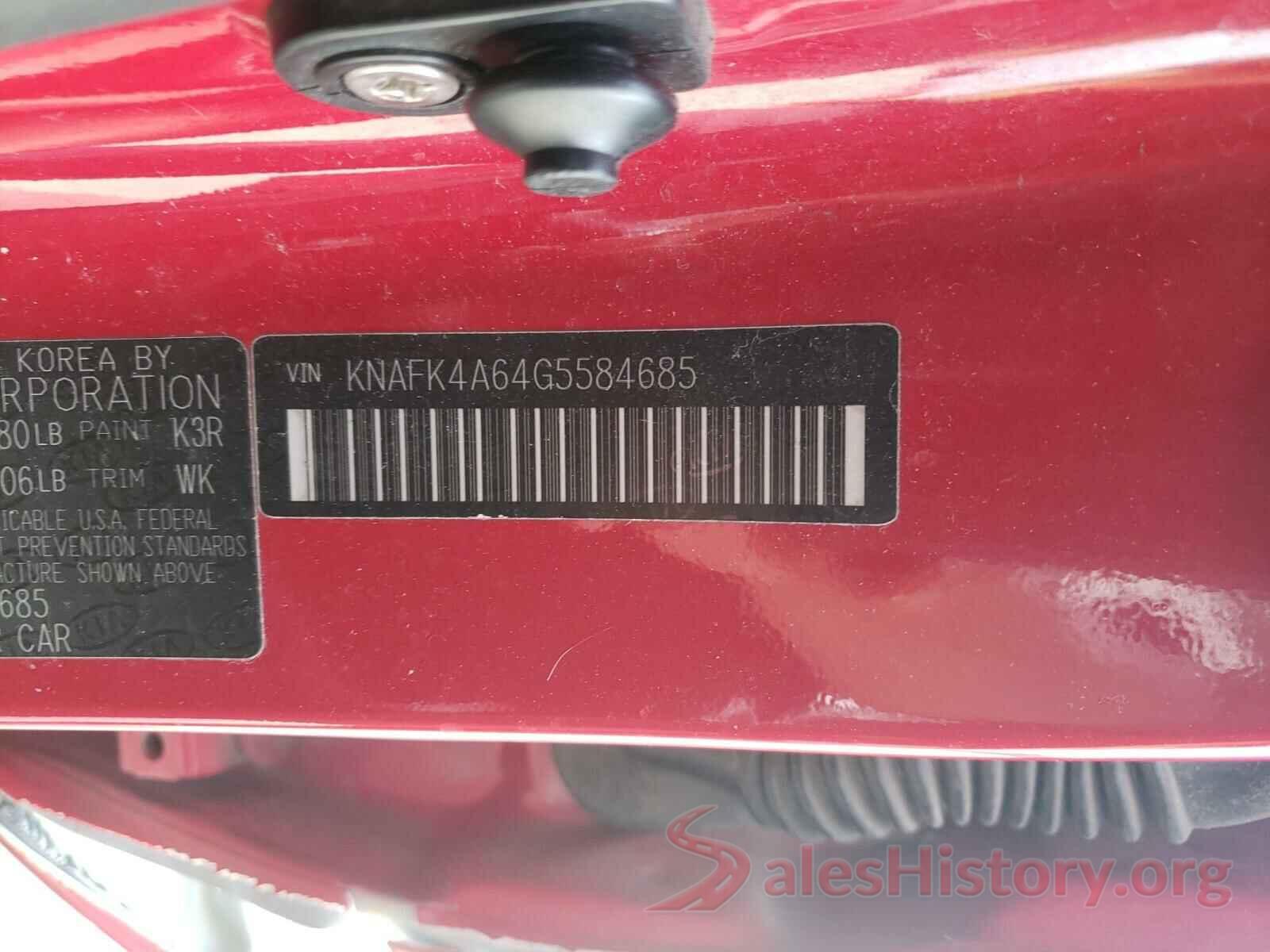 KNAFK4A64G5584685 2016 KIA FORTE