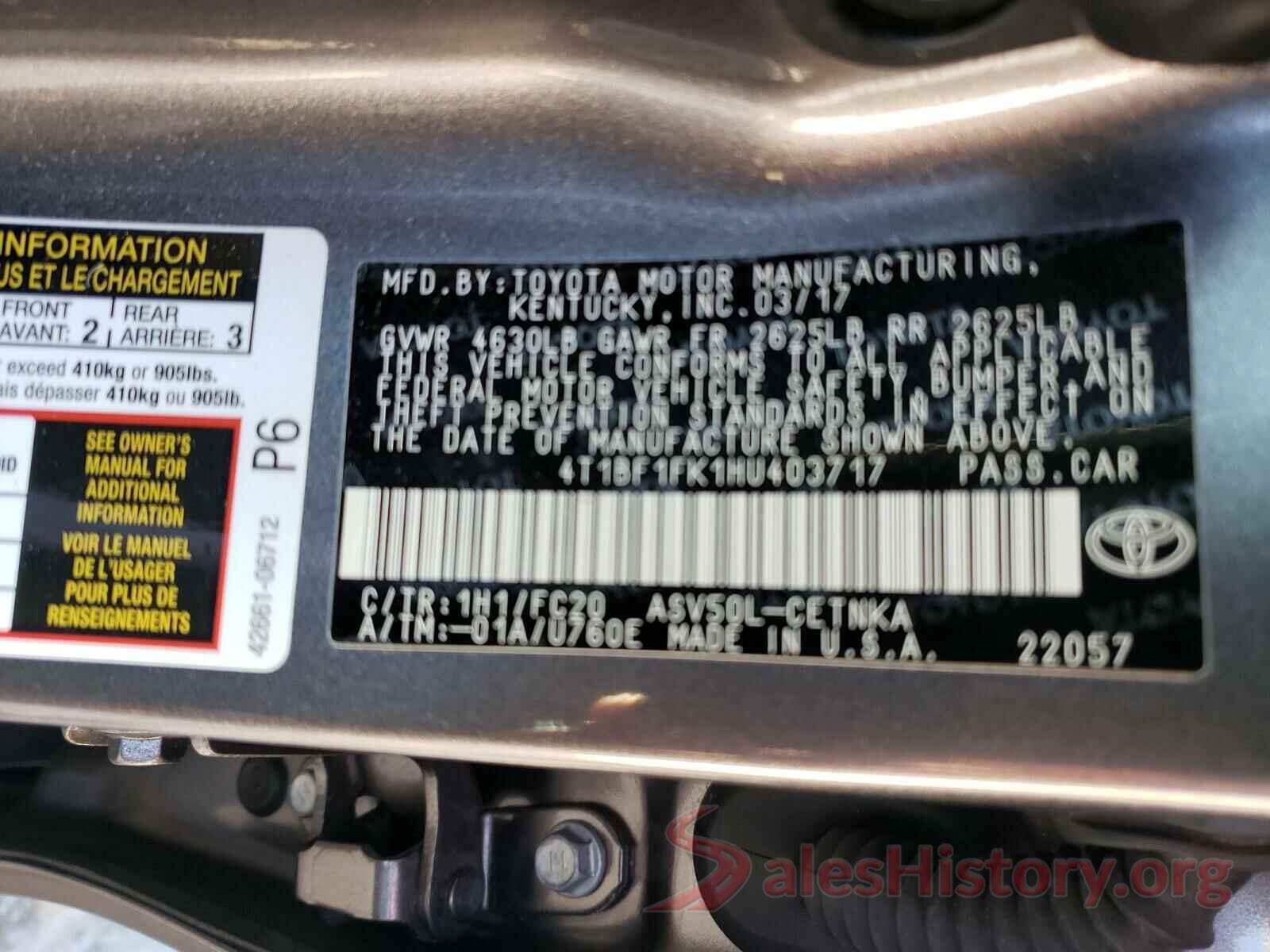 4T1BF1FK1HU403717 2017 TOYOTA CAMRY