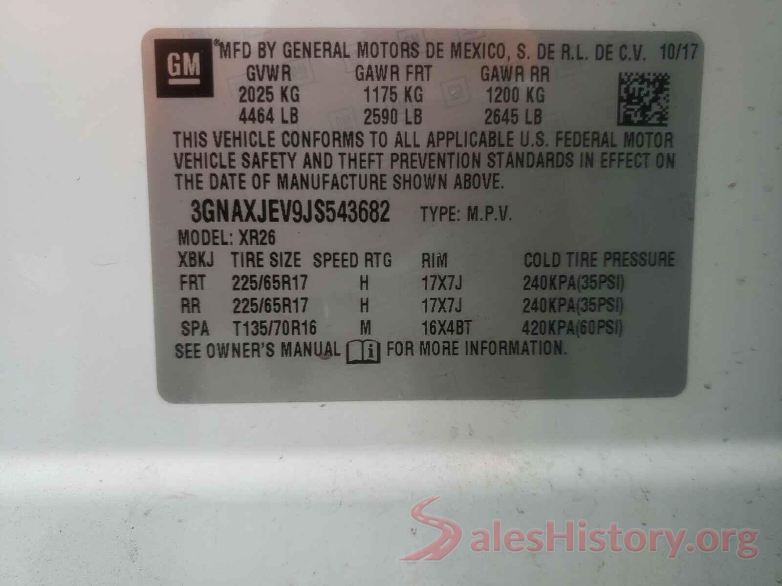 3GNAXJEV9JS543682 2018 CHEVROLET EQUINOX