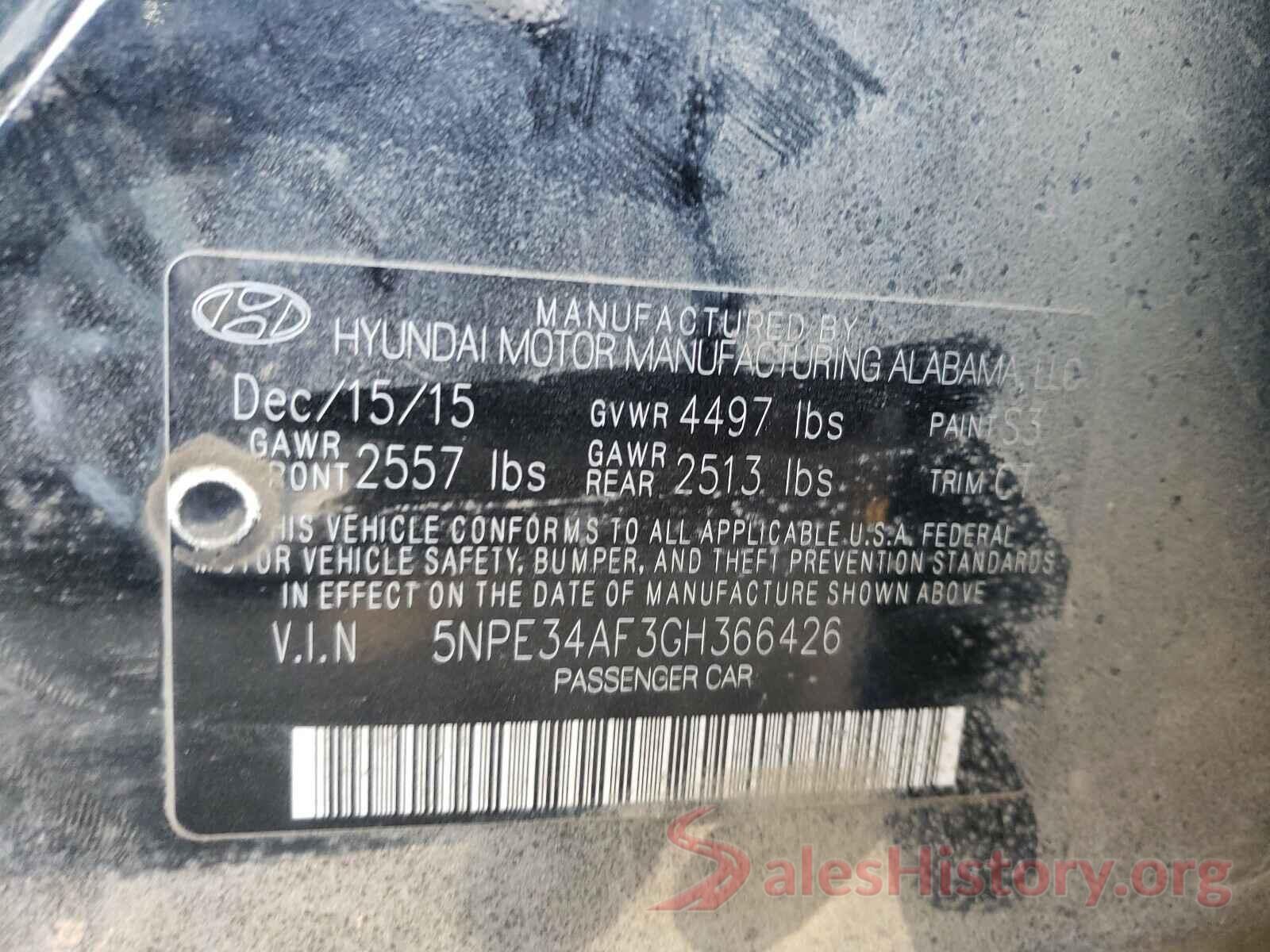 5NPE34AF3GH366426 2016 HYUNDAI SONATA