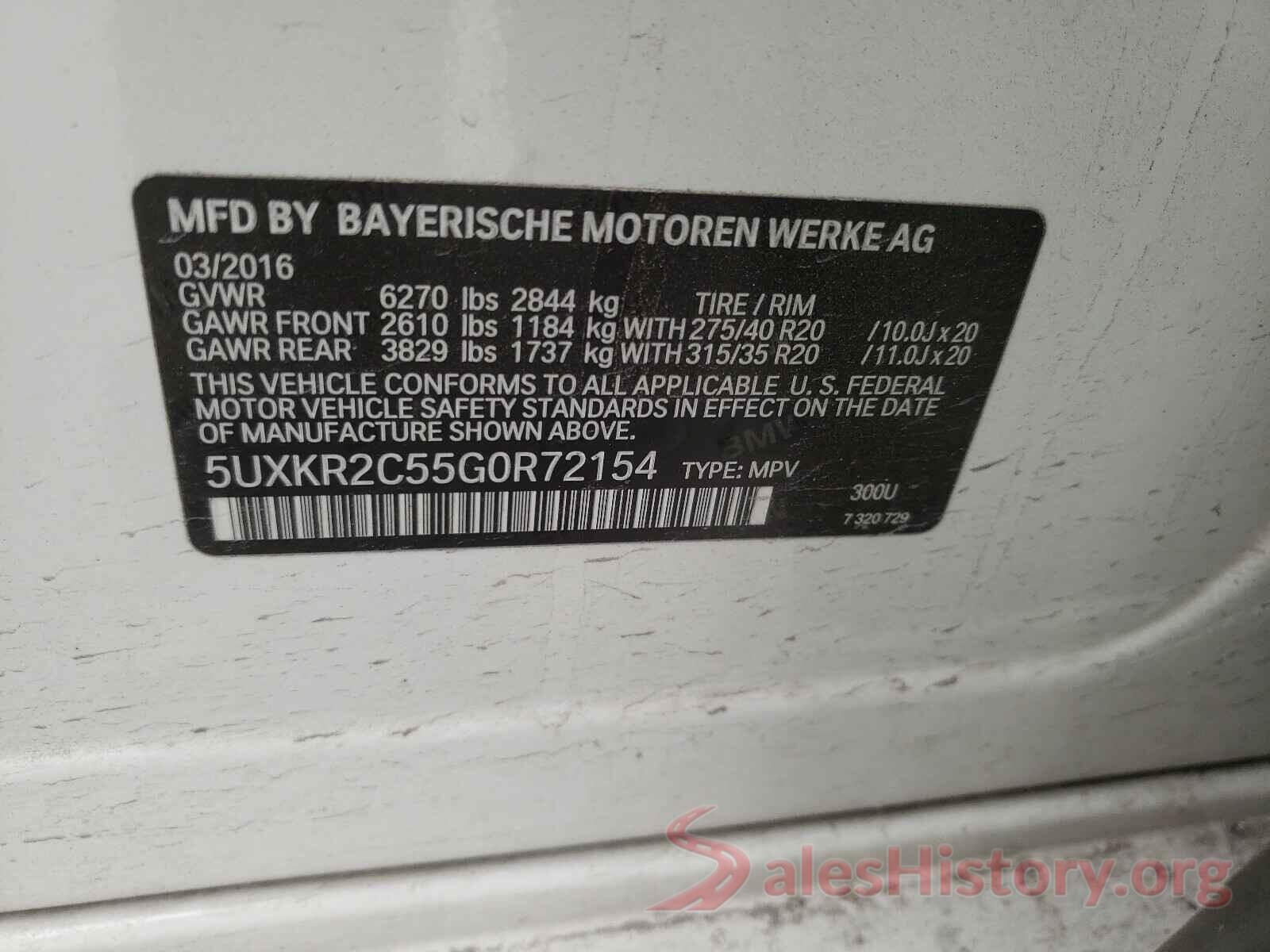 5UXKR2C55G0R72154 2016 BMW X5