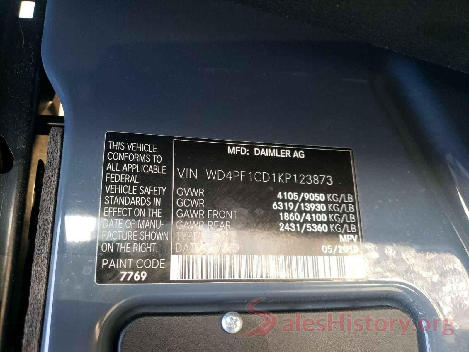 WD4PF1CD1KP123873 2019 MERCEDES-BENZ SPRINTER