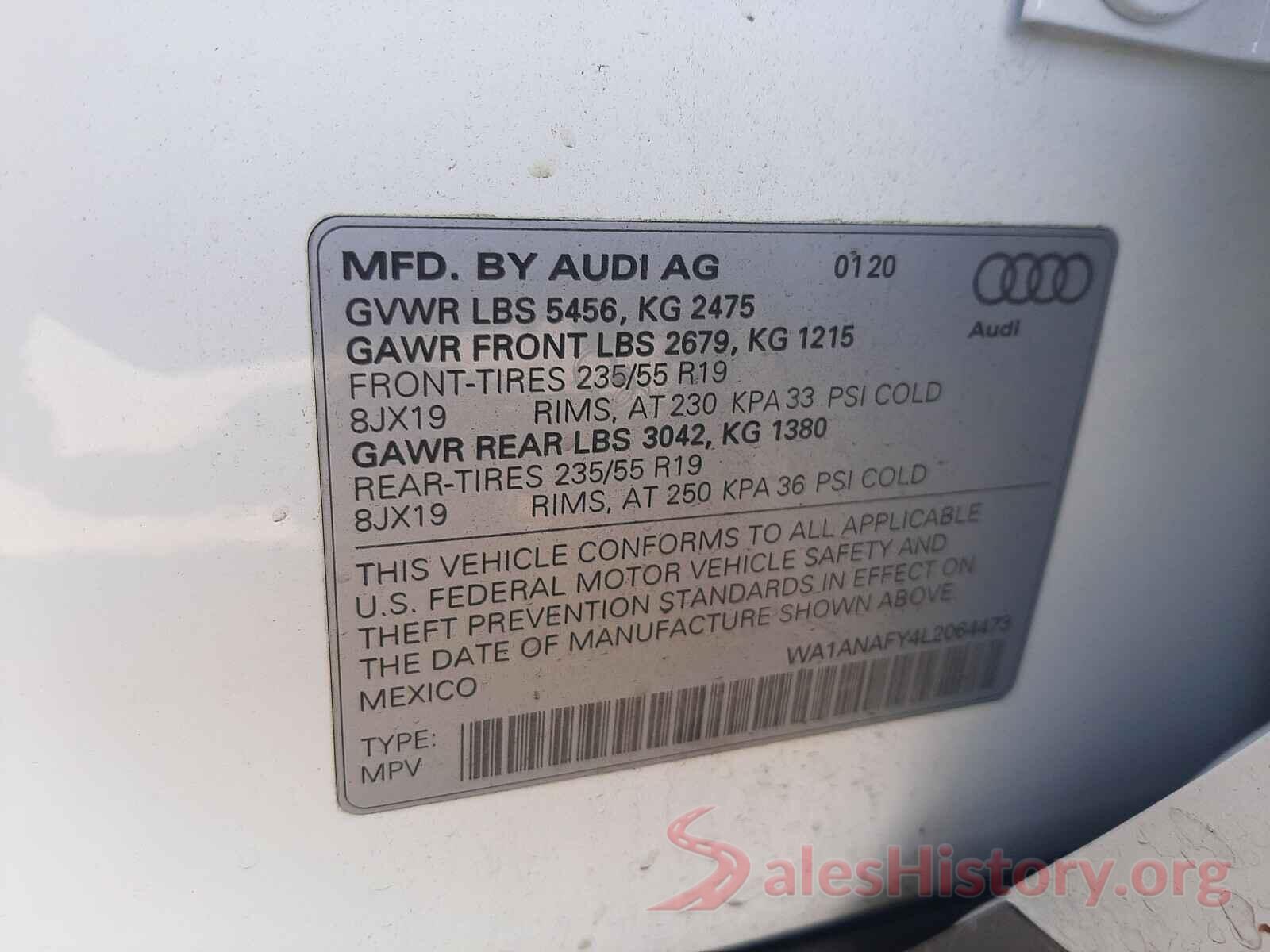 WA1ANAFY4L2064473 2020 AUDI Q5