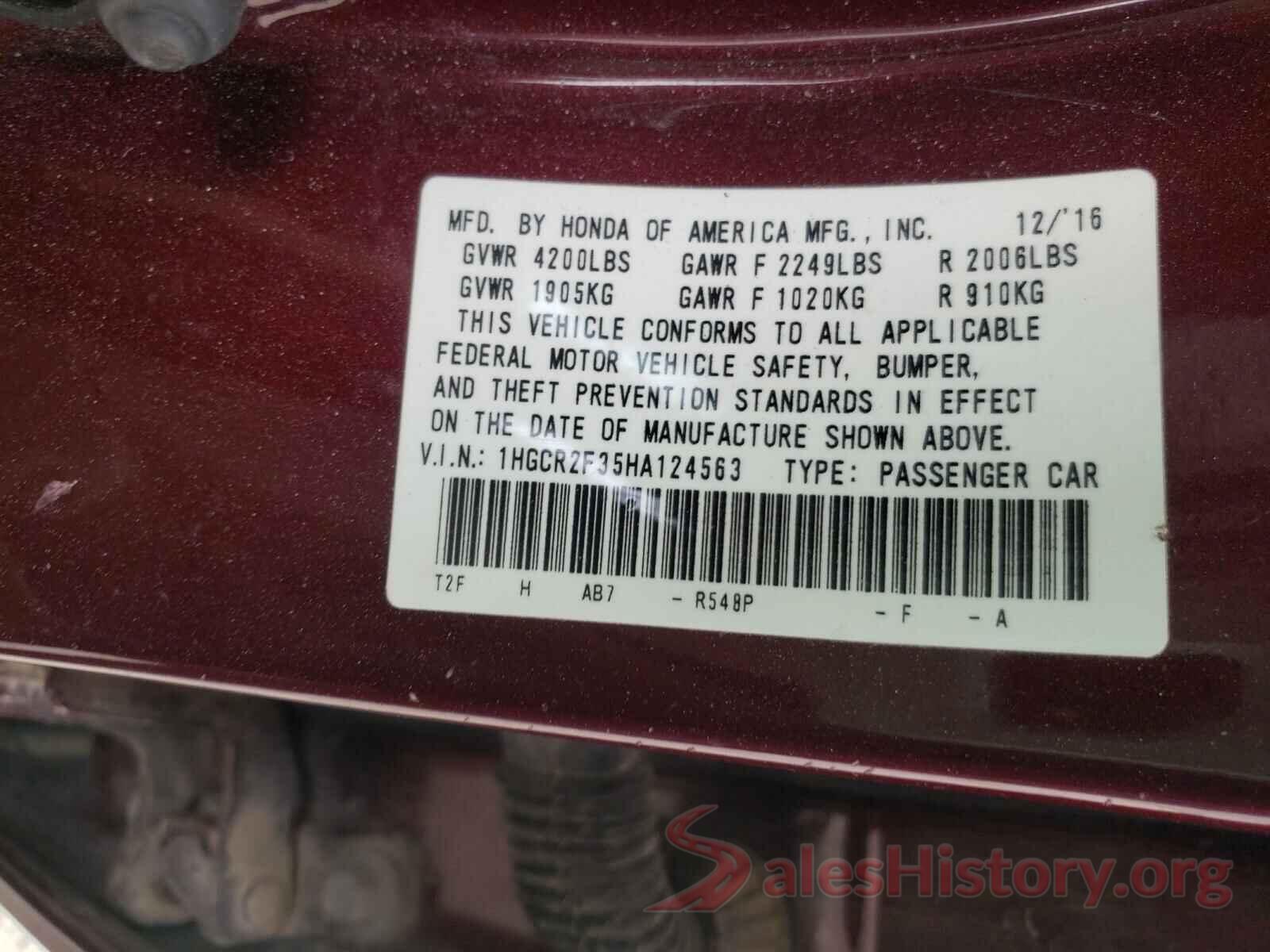 1HGCR2F35HA124563 2017 HONDA ACCORD