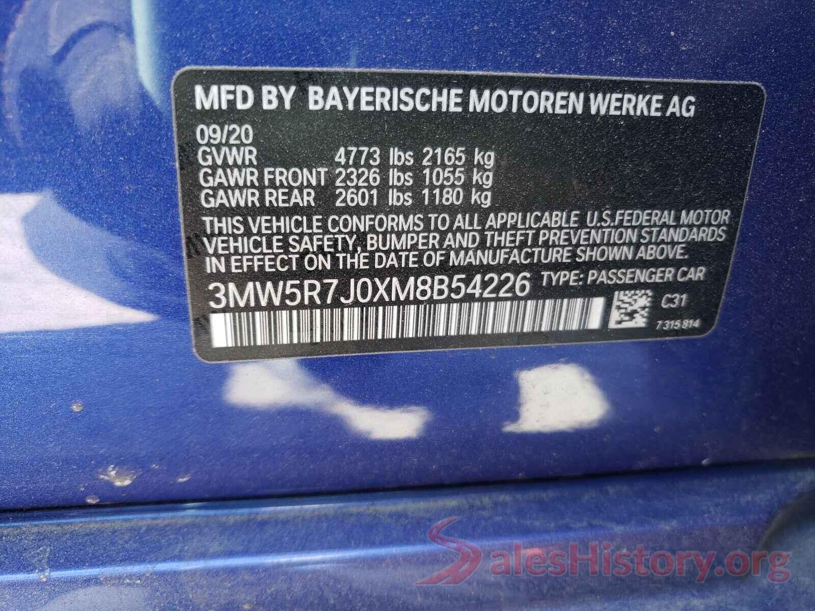 3MW5R7J0XM8B54226 2021 BMW 3 SERIES