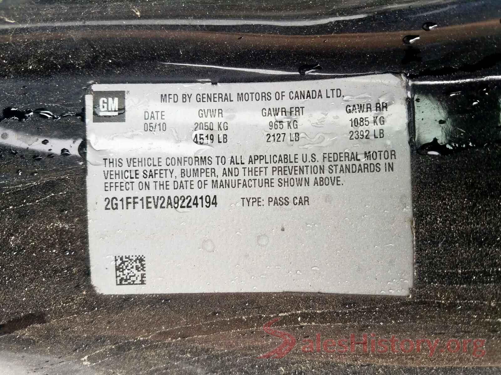 2G1FF1EV2A9224194 2010 CHEVROLET CAMARO