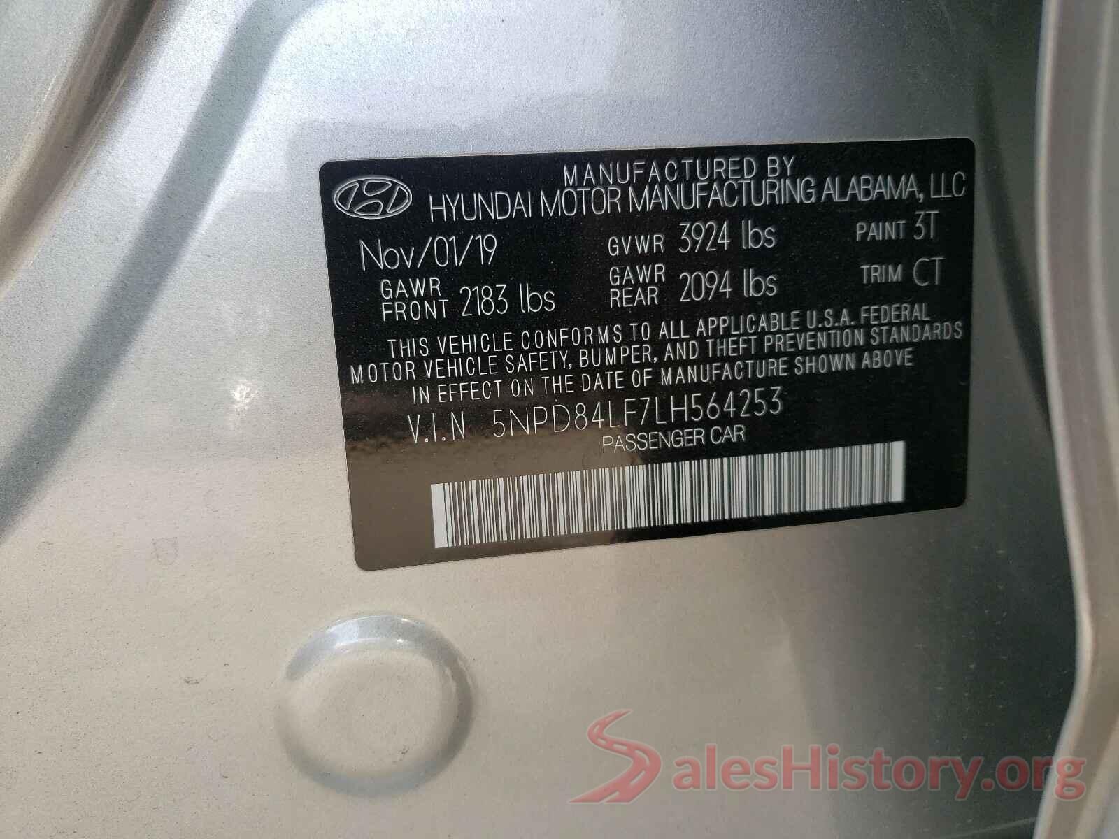 5NPD84LF7LH564253 2020 HYUNDAI ELANTRA