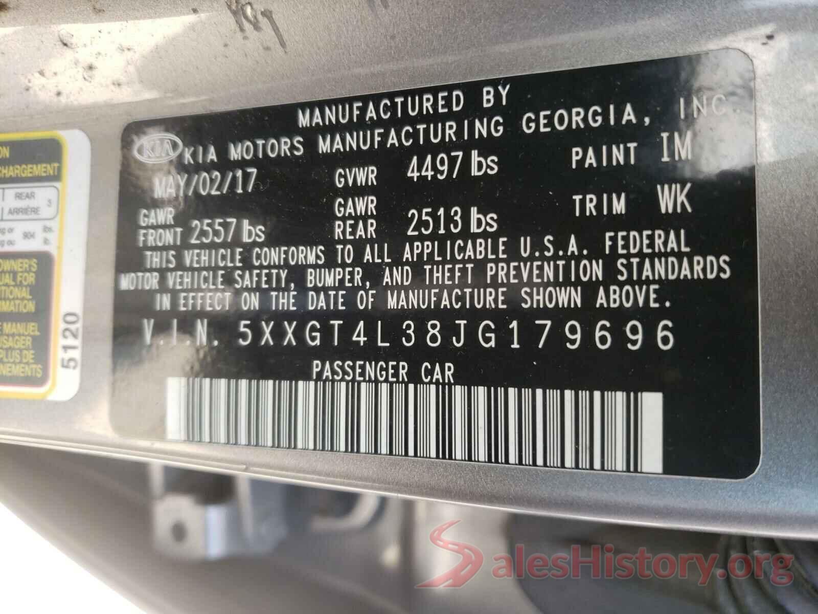 5XXGT4L38JG179696 2018 KIA OPTIMA