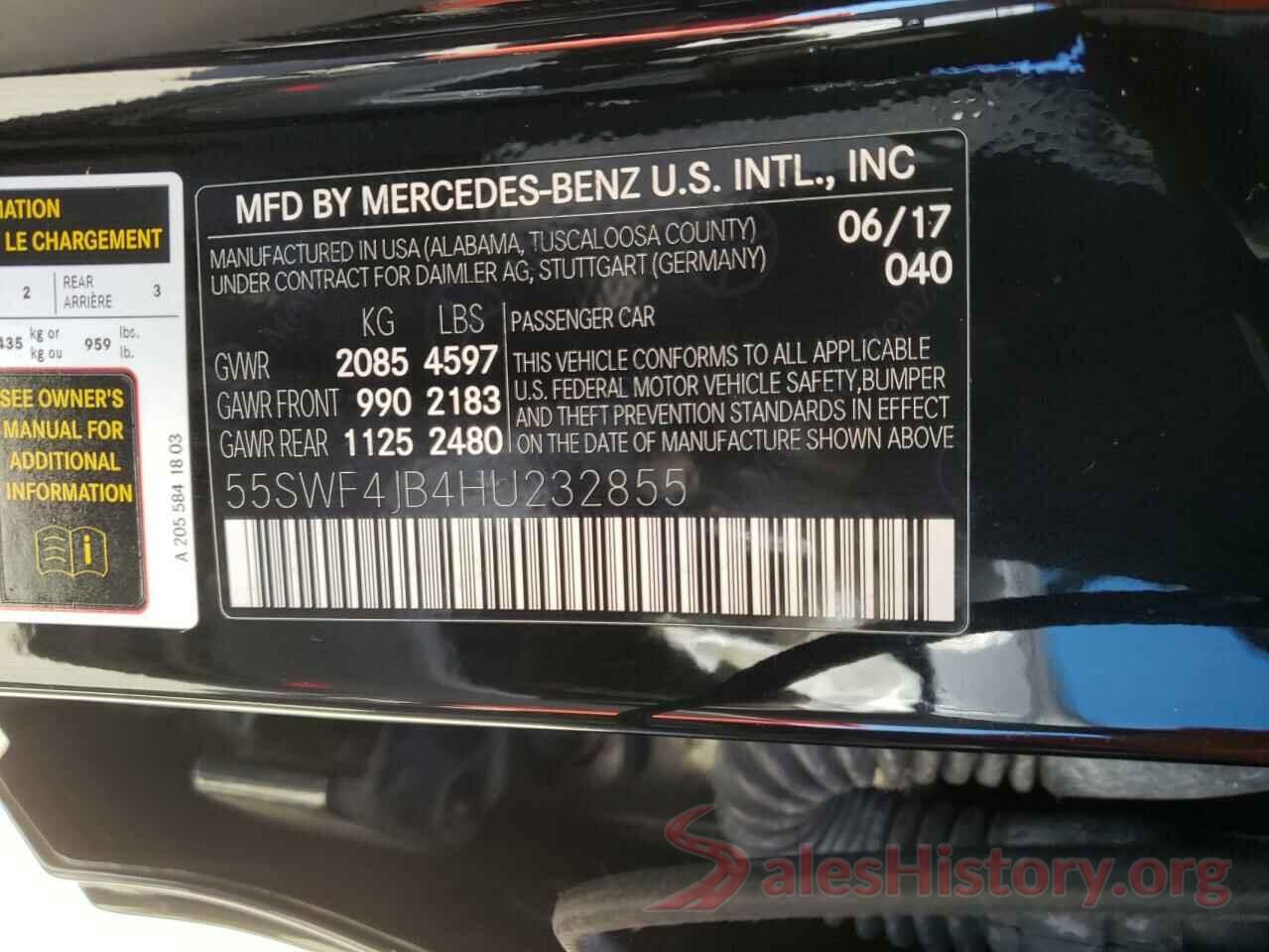 55SWF4JB4HU232855 2017 MERCEDES-BENZ C-CLASS